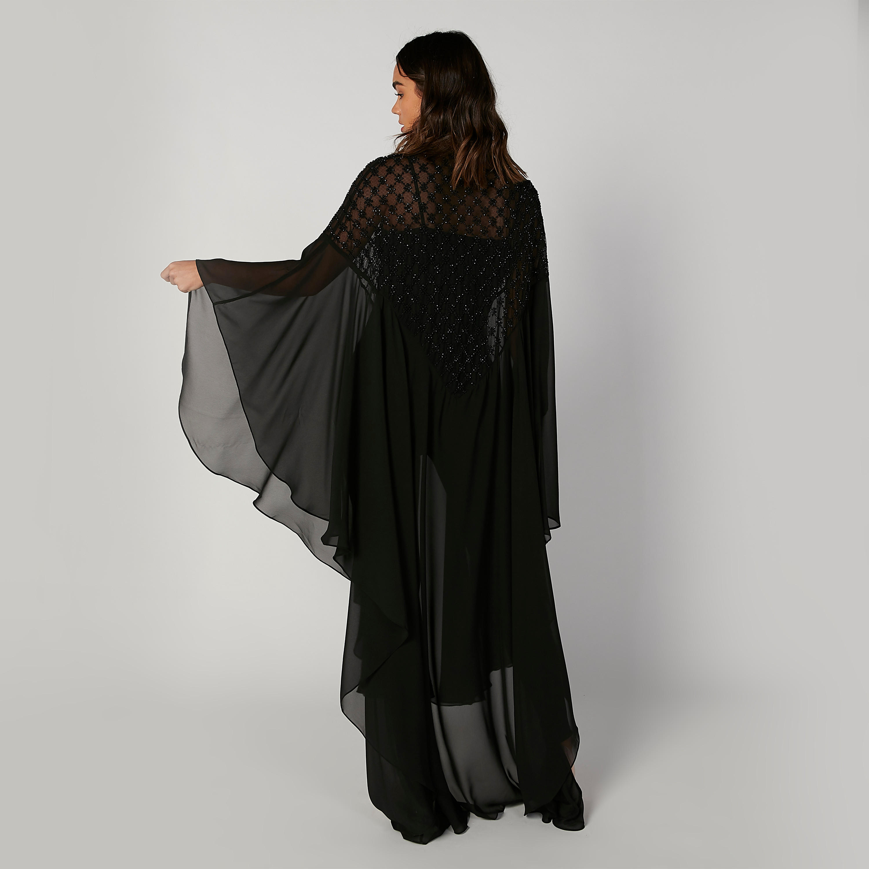 فستان قفطان مستدام مزيّن بحواف غير مستوية وأكمام واسعة -women-clothing-dresses-image-2