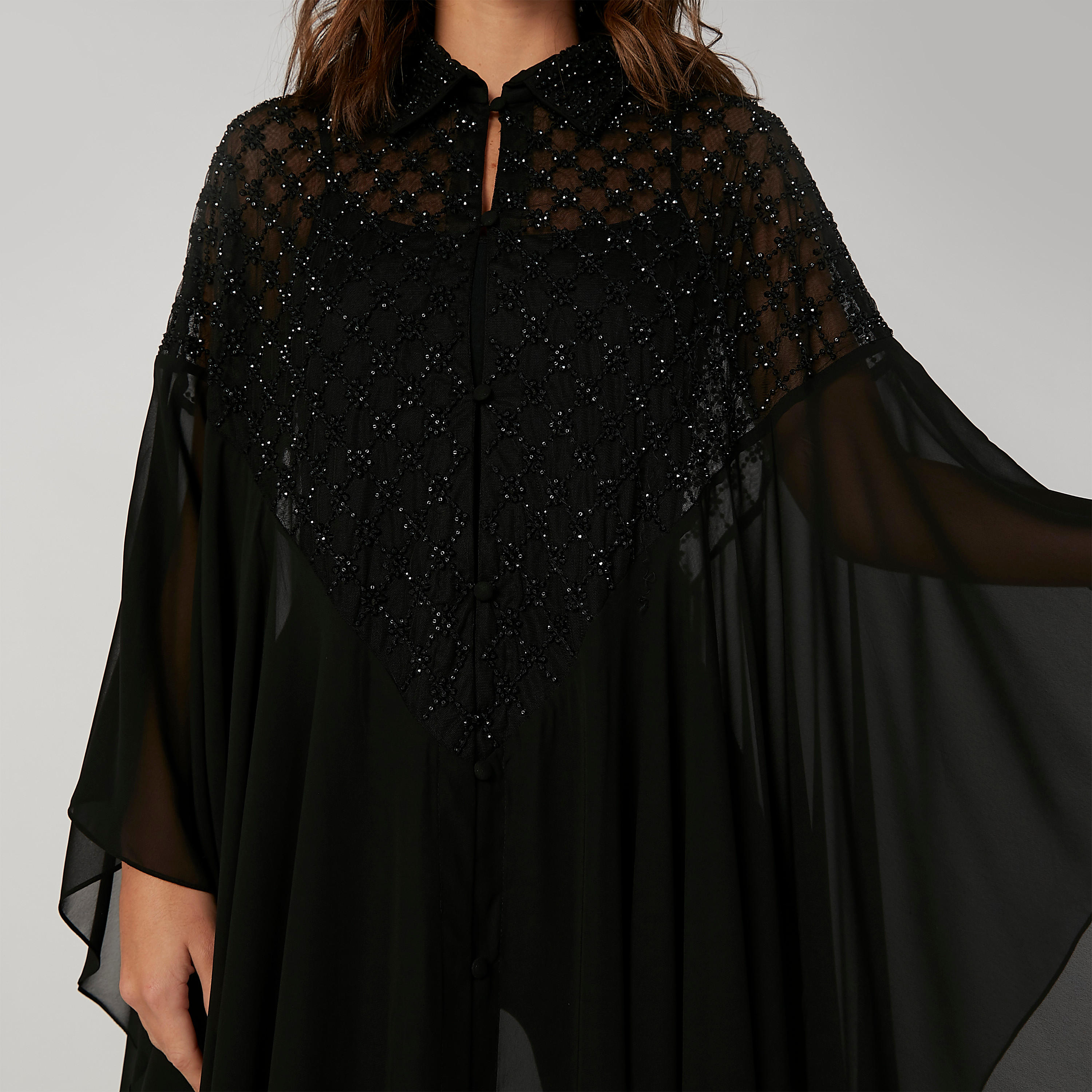 فستان قفطان مستدام مزيّن بحواف غير مستوية وأكمام واسعة -women-clothing-dresses-image-5