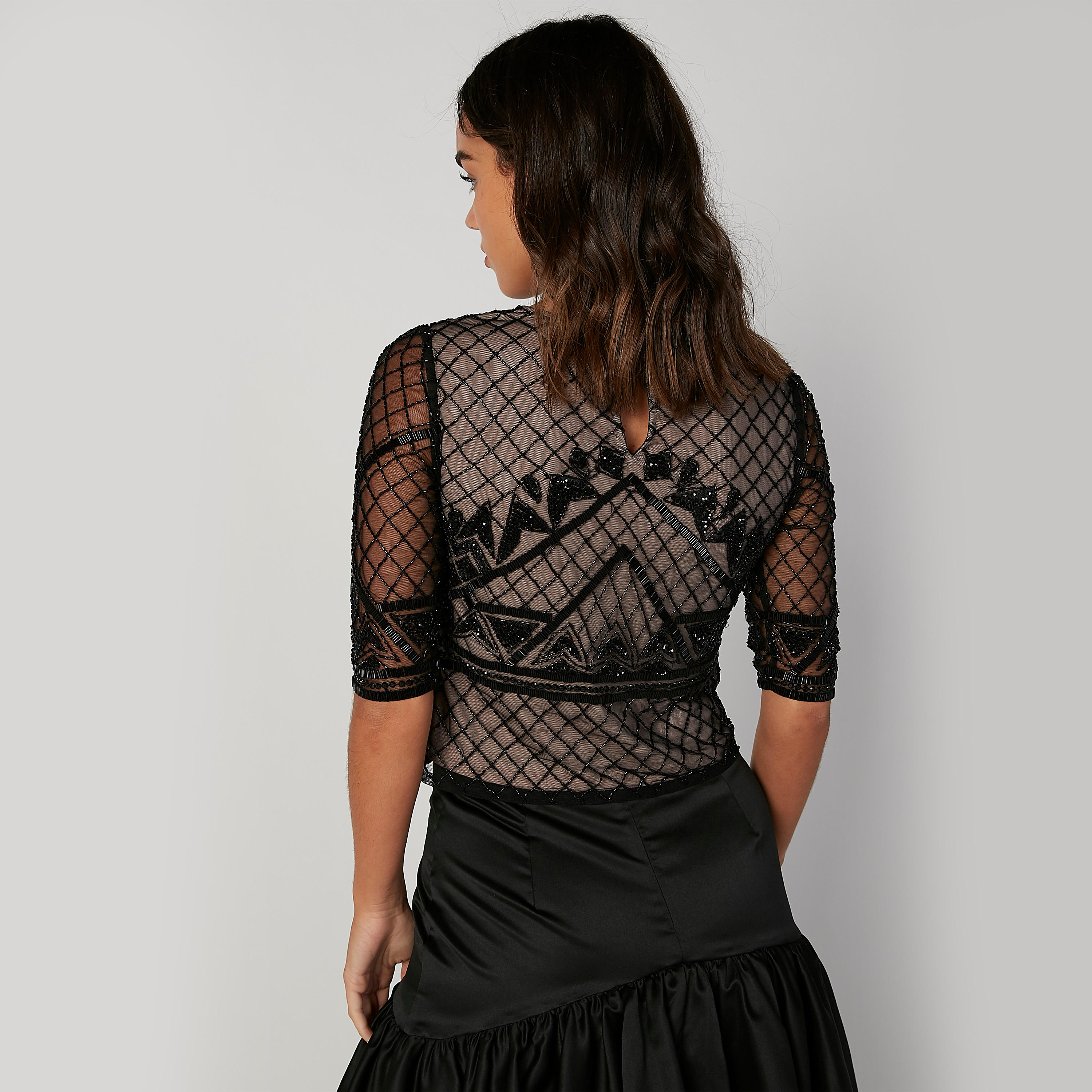 Embellished Top with Round Neck and Short Sleeves-women-clothing-shirtsandblouses-blouses-image-3
