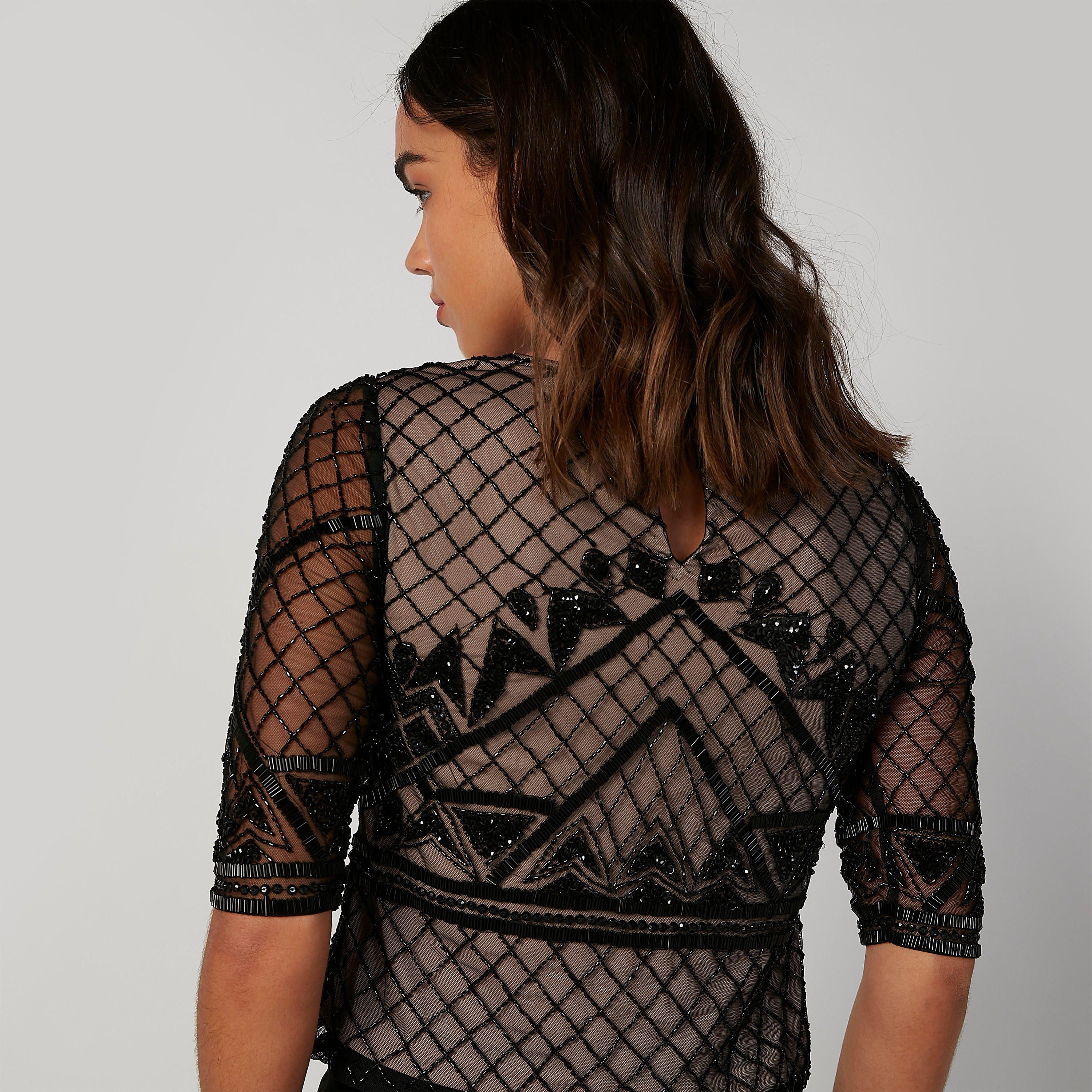 Embellished Top with Round Neck and Short Sleeves-women-clothing-shirtsandblouses-blouses-image-5