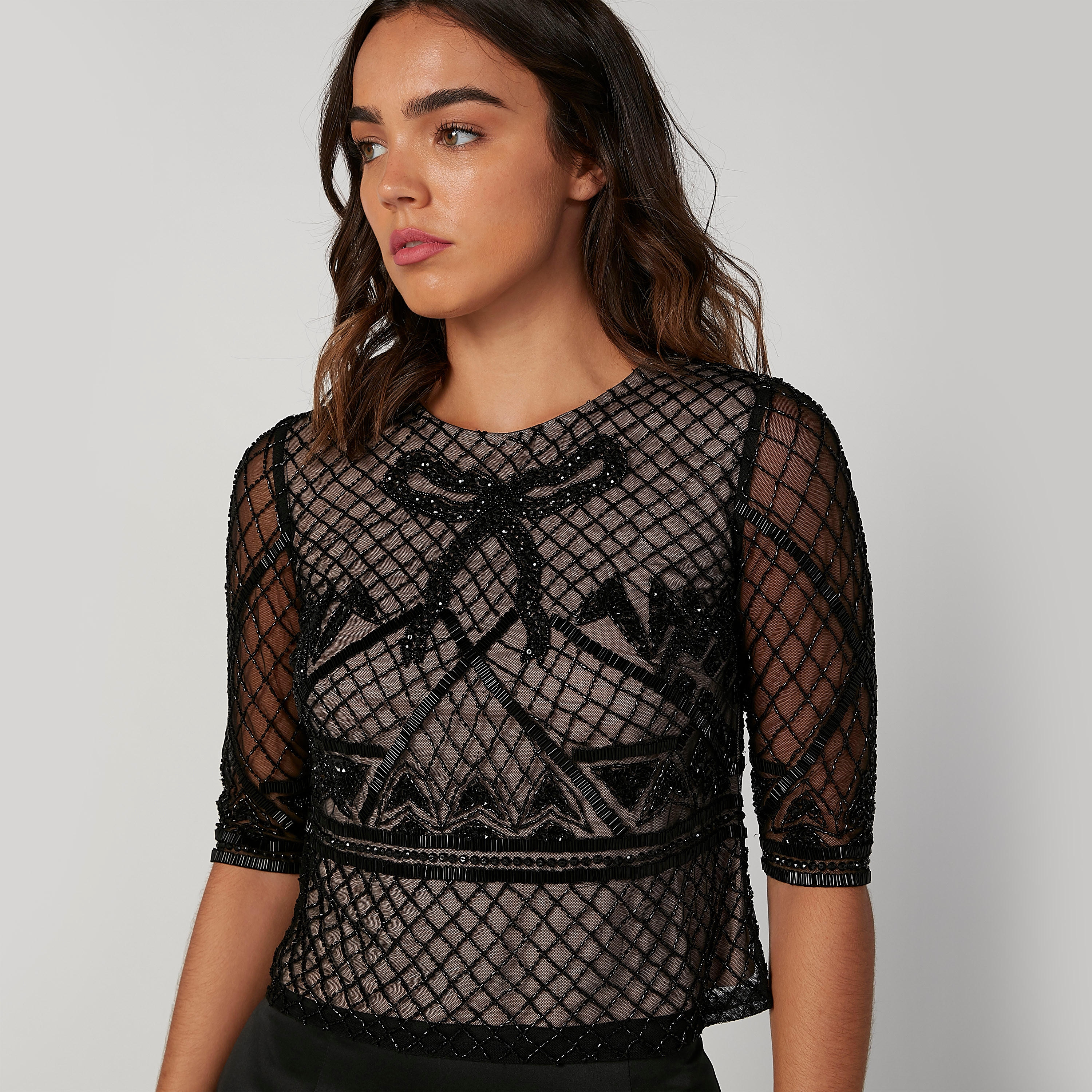 Embellished Top with Round Neck and Short Sleeves-women-clothing-shirtsandblouses-blouses-image-6