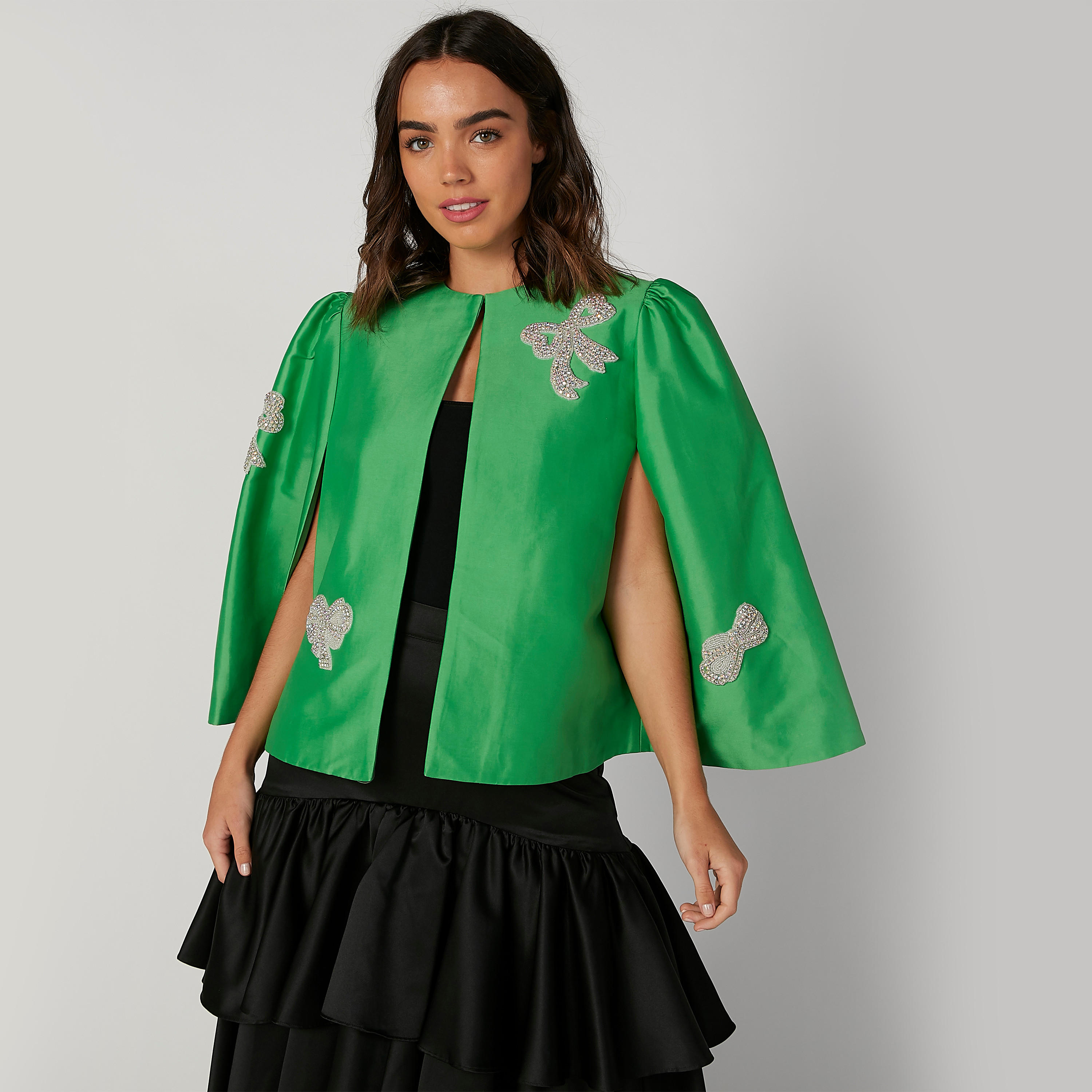 Embellished Cape Jacket with Side Slits-women-winterwear-coatsandjackets-jackets-image-1