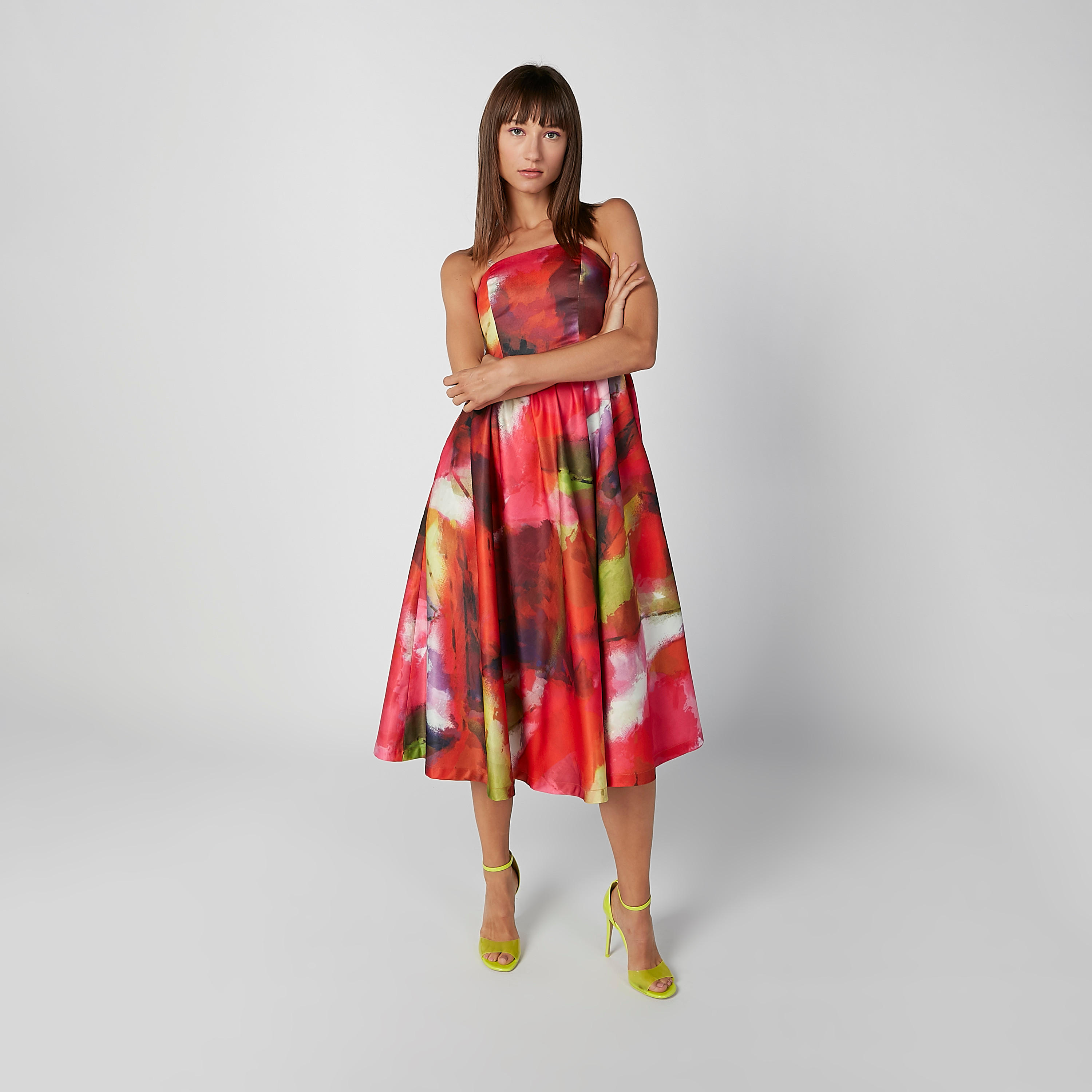 Sustainable Floral Printed Midi Off-Shoulder Dress-women-clothing-dresses-image-1