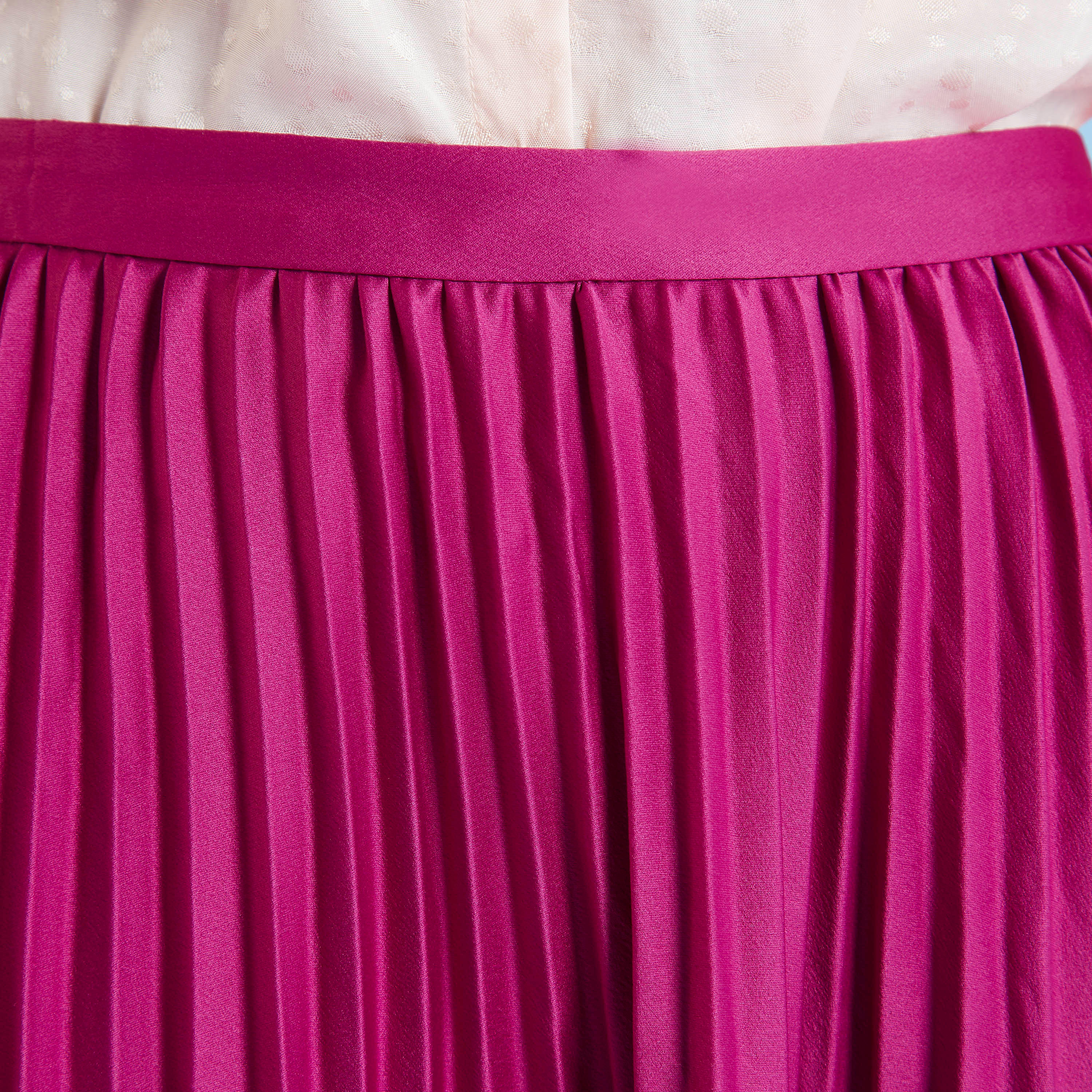 تنورة ميدي إيه لاين بارزة الملمس بخصر مطّاطي وكسرات-women-clothing-bottoms-skirts-image-3
