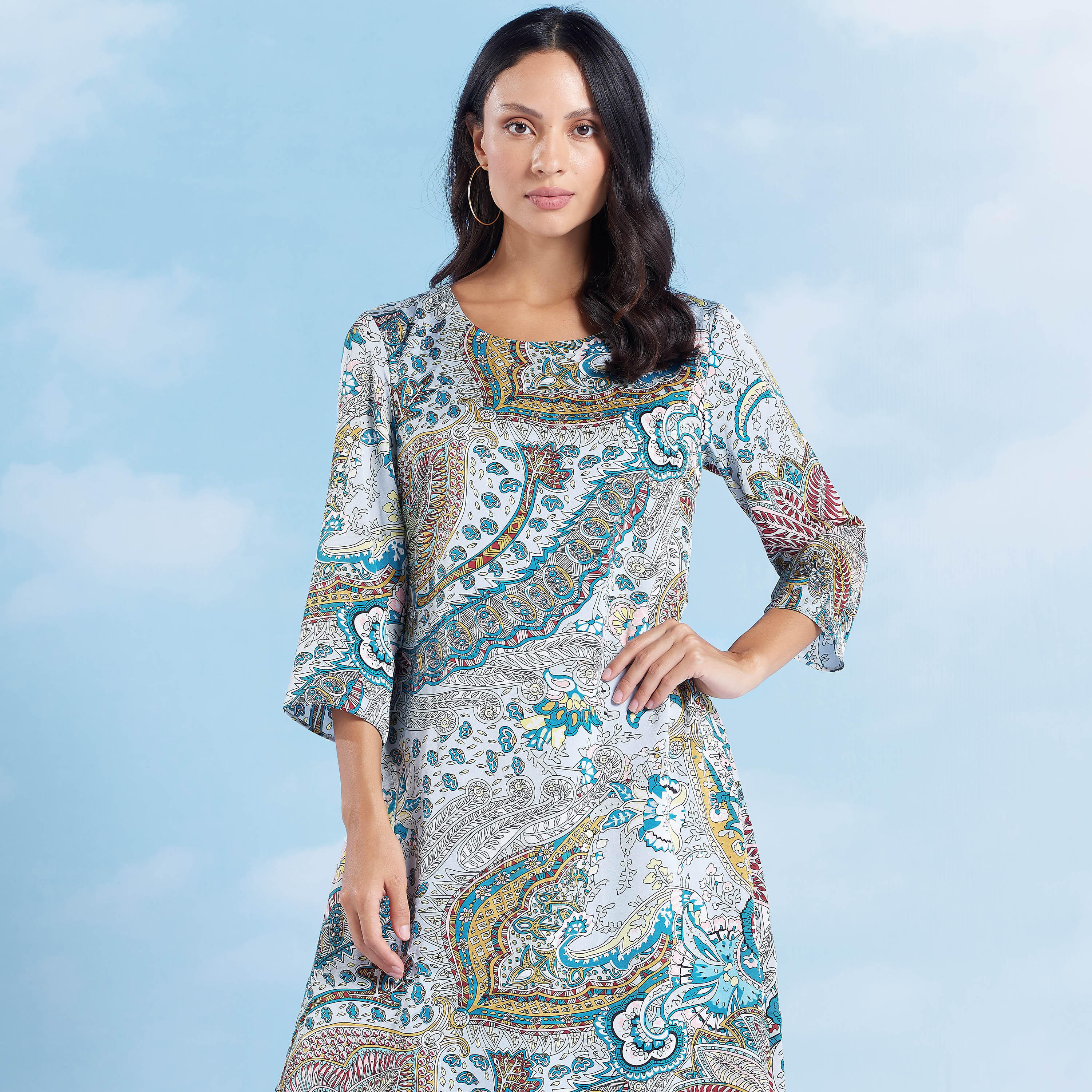 فستان طويل بحوّاف غير مستوية وطبعات بيزلي-women-clothing-dresses-image-2