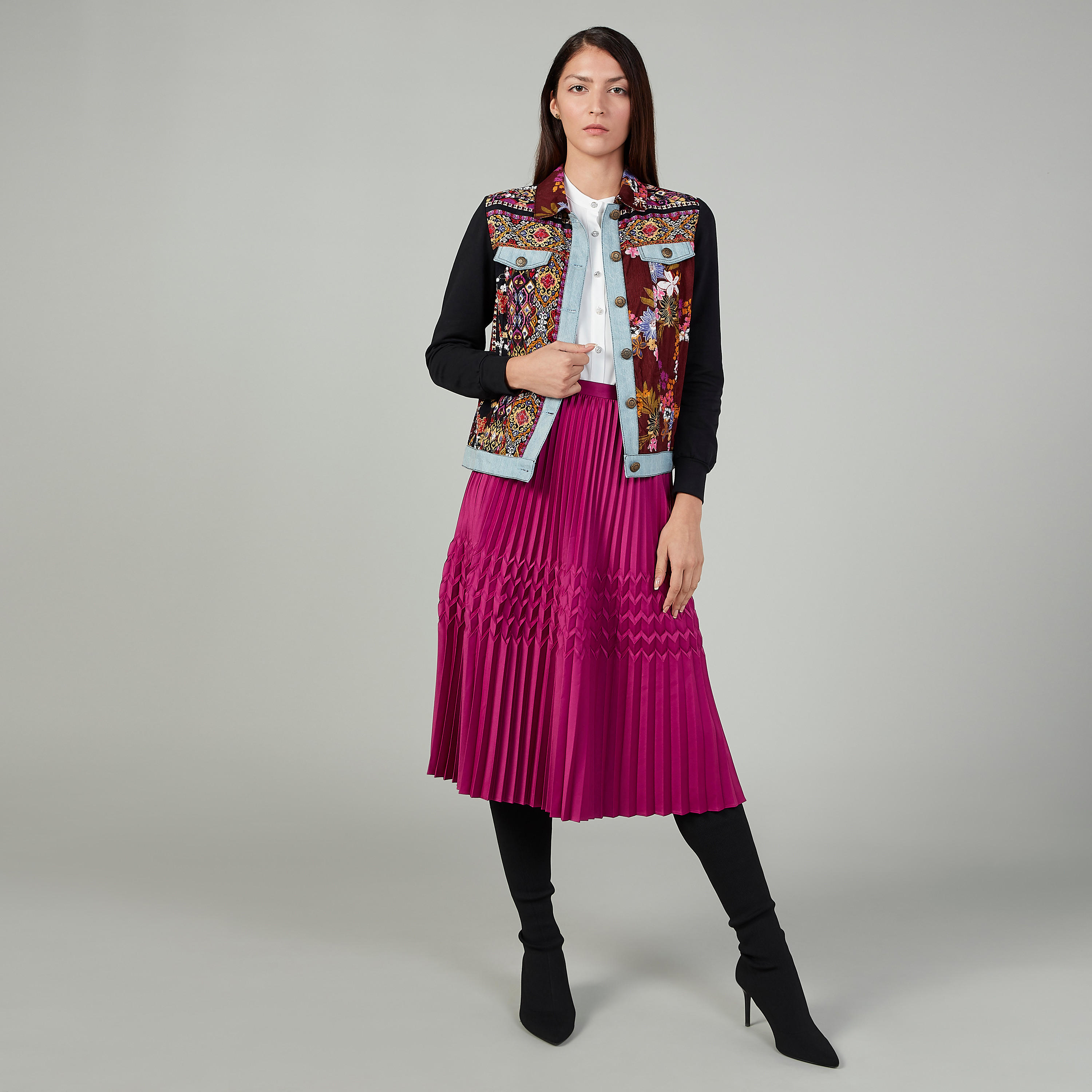 قميص سادة بياقة ماندارين وأكمام طويلة-women-clothing-shirtsandblouses-shirts-image-2