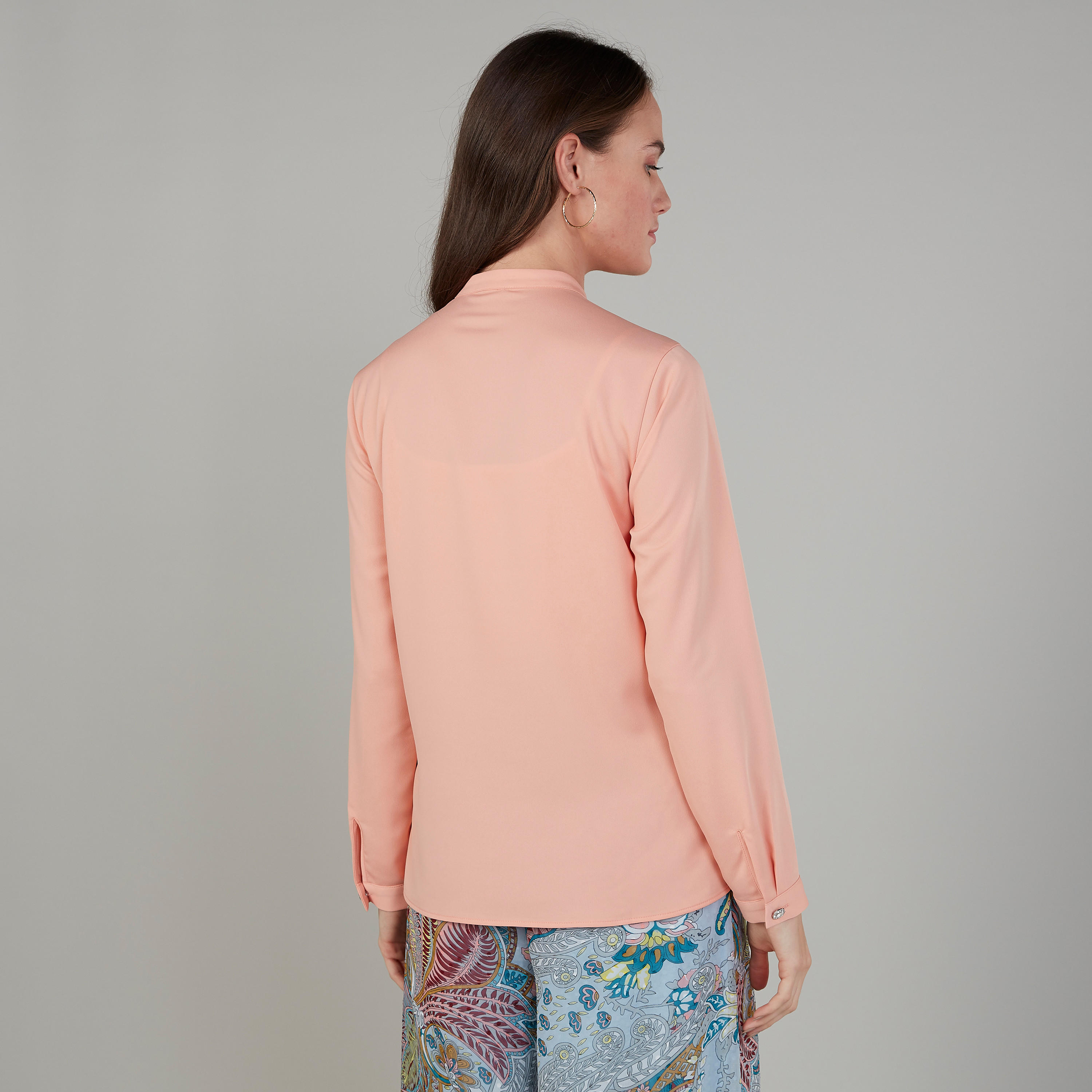 بلوزة سادة بياقة ماندارين وأكمام طويلة-women-clothing-shirtsandblouses-blouses-image-4