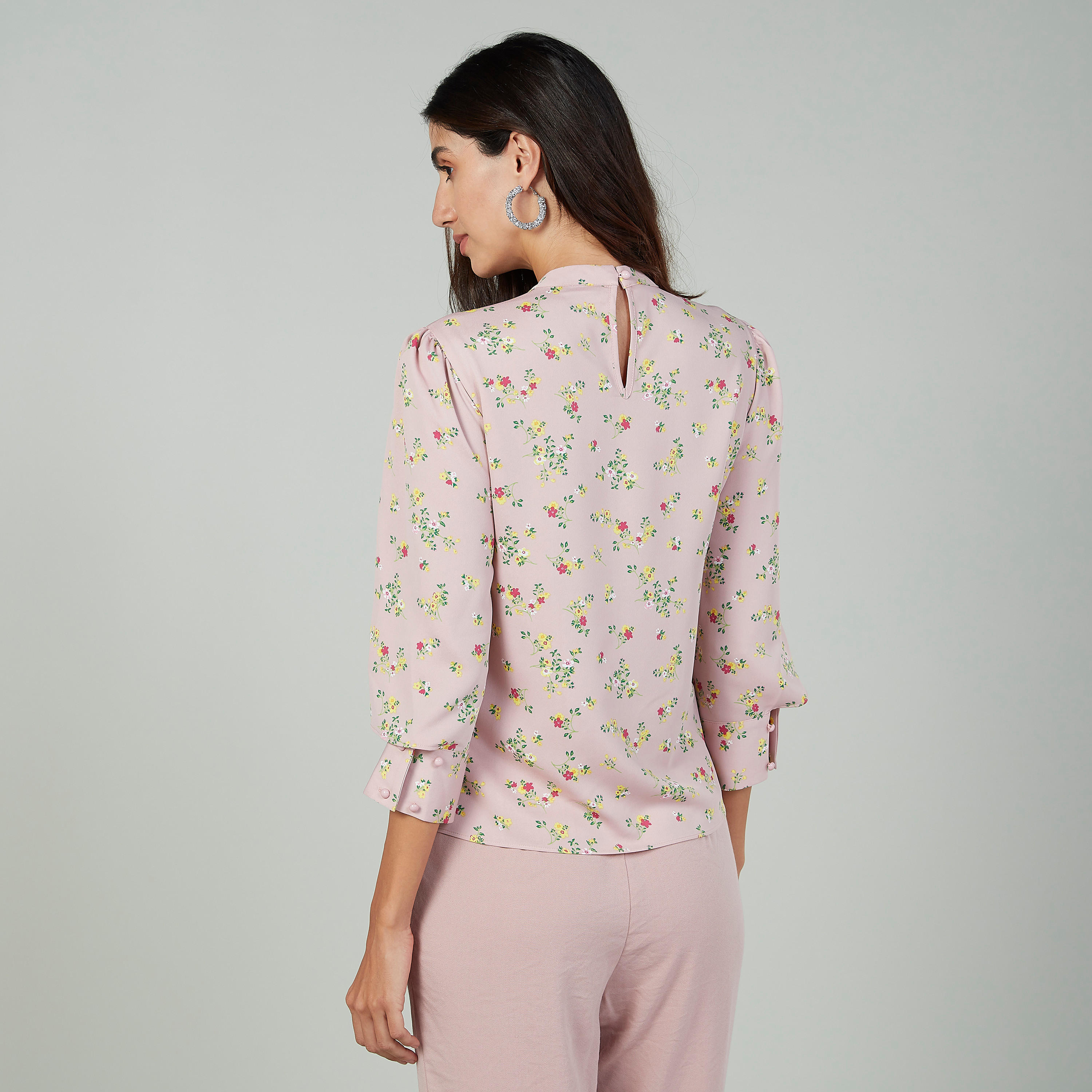 بلوزة بأكمام 3/4 وأربطة وطبعات زهرية-women-clothing-shirtsandblouses-blouses-image-4