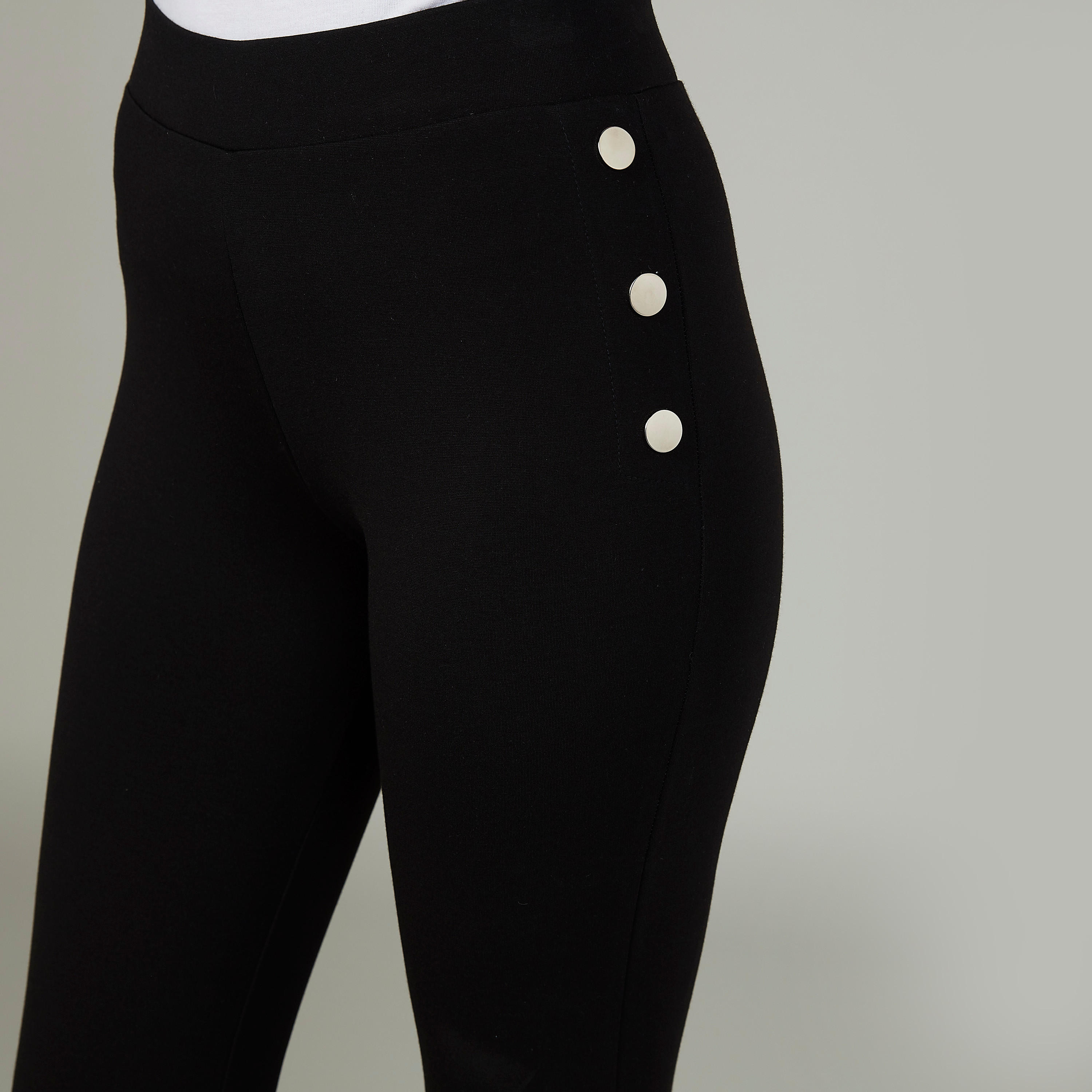 Skinny Fit Plain Mid Waist Ponte Leggings with Elasticised Waistband-women-clothing-bottoms-leggings-image-3