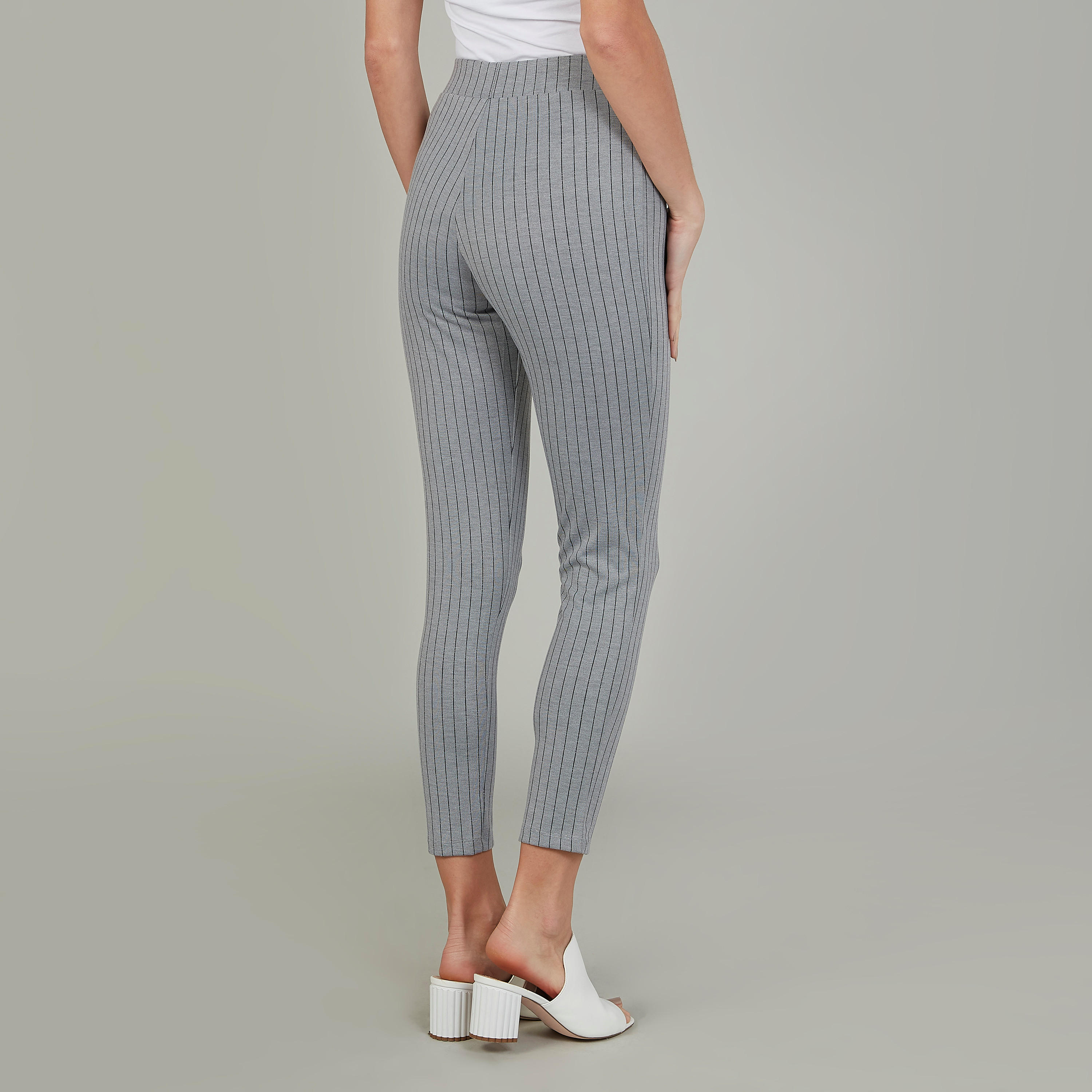 Skinny Fit Striped Mid Waist Ponte Leggings with Elasticised Waistband-women-clothing-bottoms-leggings-image-4