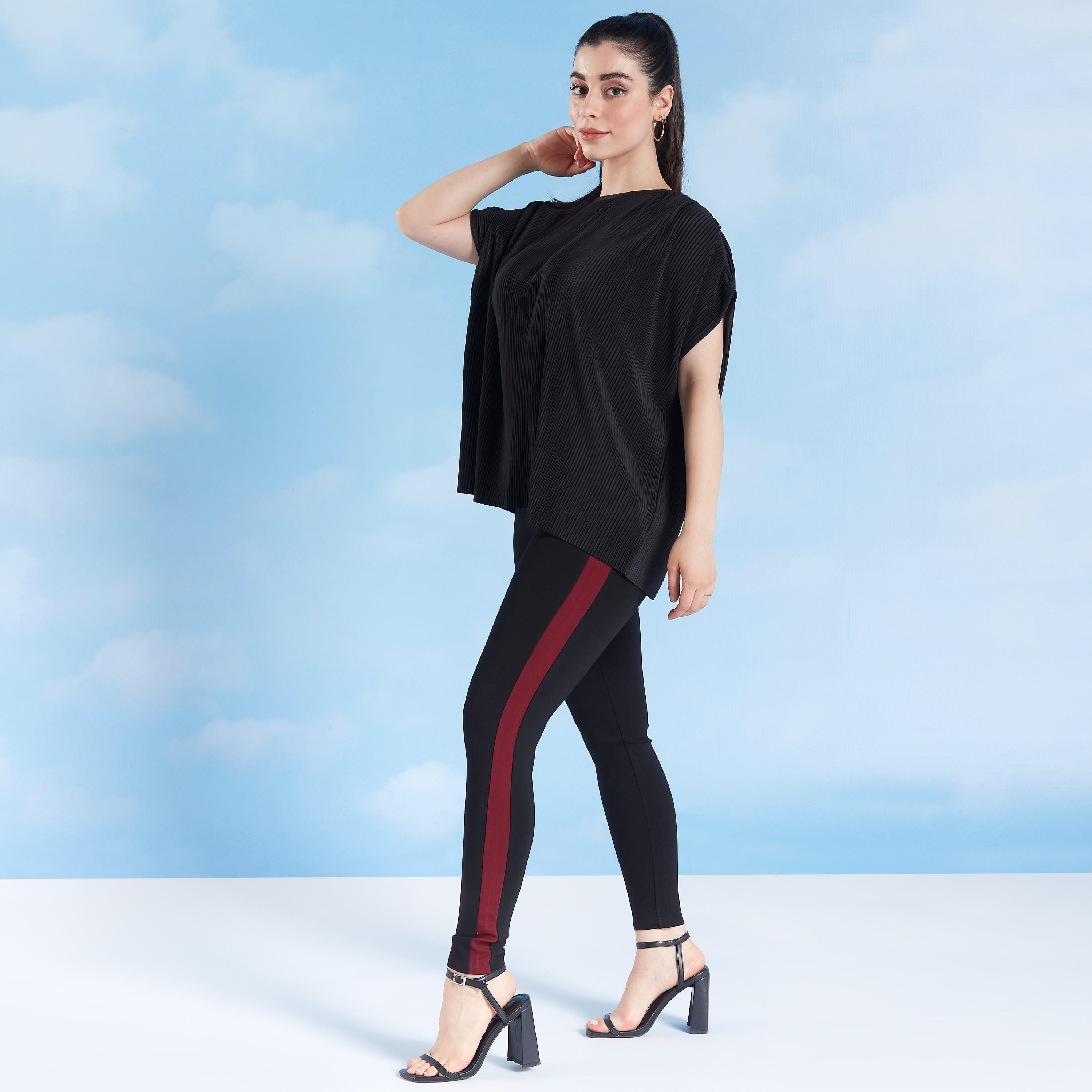 بنطلون ليقنز بونتي سكيني سادة بخصر مطّاطي متوسط الارتفاع-women-clothing-bottoms-leggings-image-2