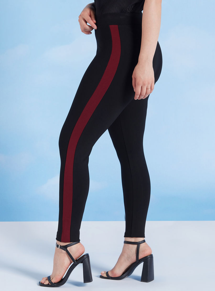 بنطلون ليقنز بونتي سكيني سادة بخصر مطّاطي متوسط الارتفاع-women-clothing-bottoms-leggings-image-4