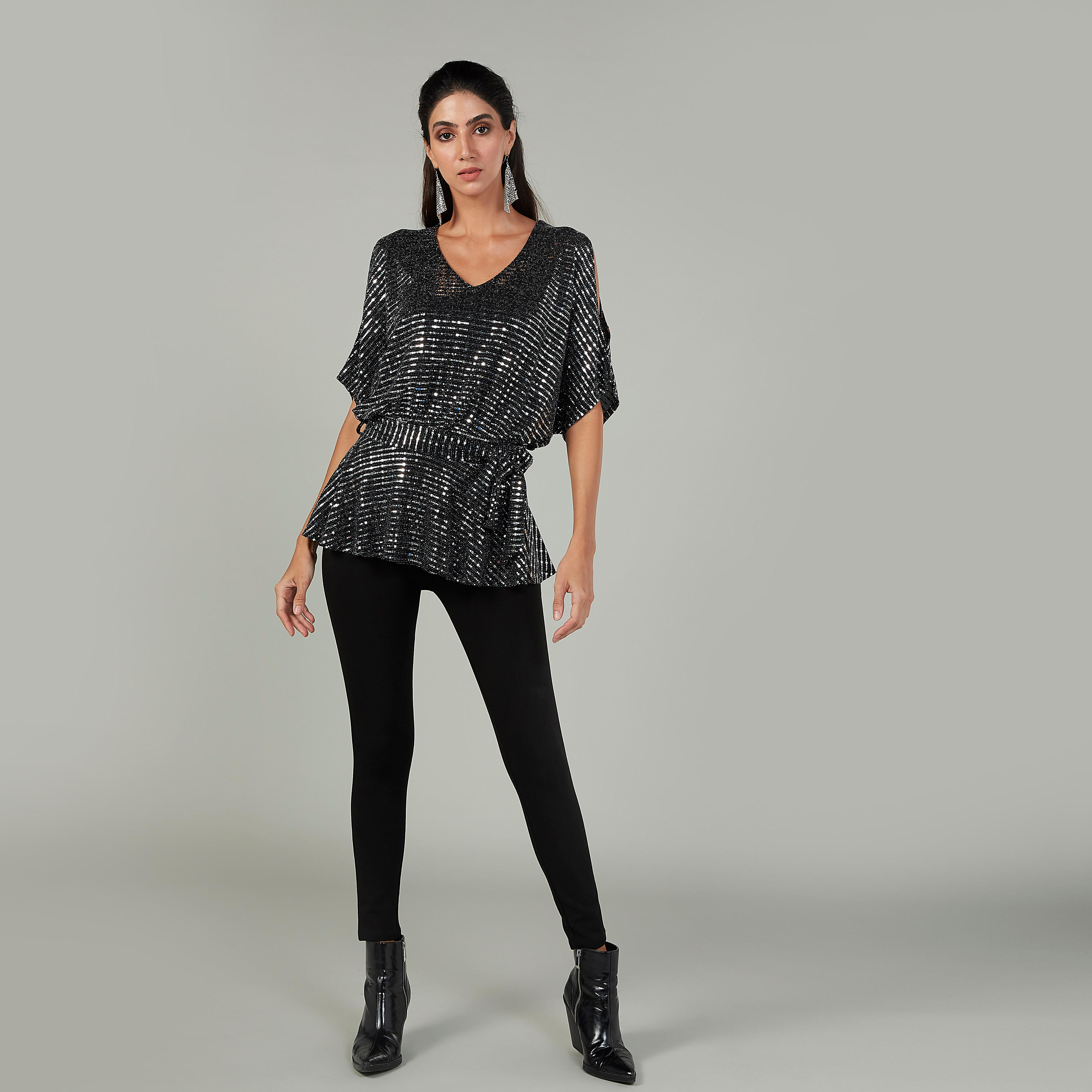 بنطلون ليقنز بونتي سكيني سادة بخصر مطّاطي متوسط الارتفاع-women-clothing-bottoms-leggings-image-2