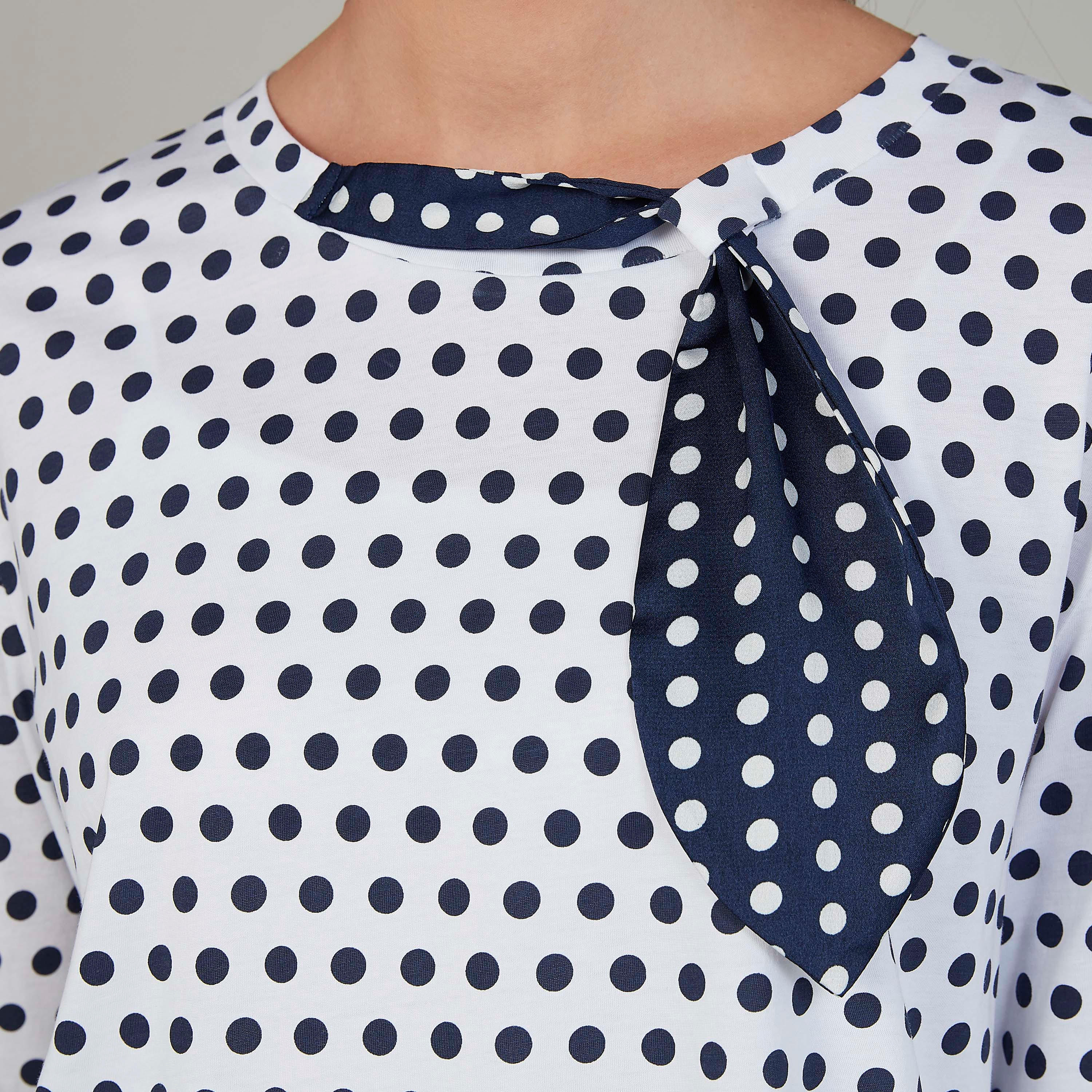بلوزة بياقة مستديرة وأكمام 3/4 وطبعات منقطّة-women-clothing-shirtsandblouses-blouses-image-3