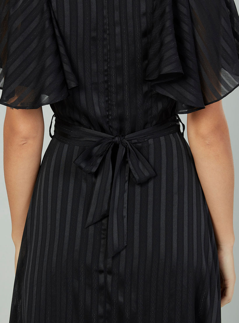 فستان طويل بارز الملمس بأكمام مكشكشة وحوّاف غير مستويّة-women-clothing-dresses-image-5