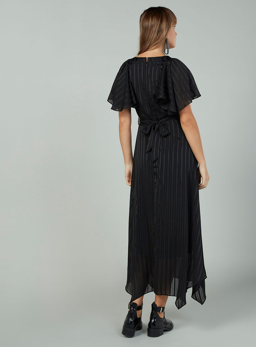 فستان طويل بارز الملمس بأكمام مكشكشة وحوّاف غير مستويّة-women-clothing-dresses-image-6
