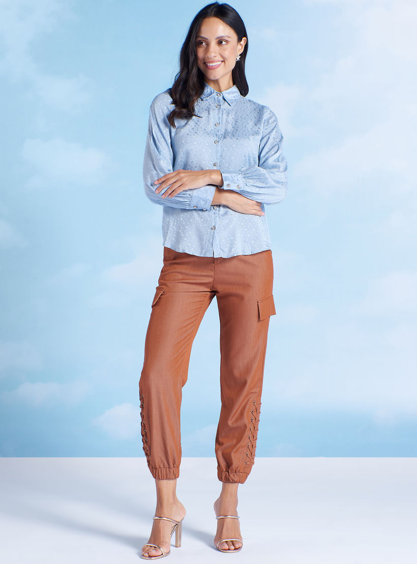 قميص بارز الملمس بياقة عاديّة وأكمام طويلة-women-clothing-shirtsandblouses-blouses-image-2