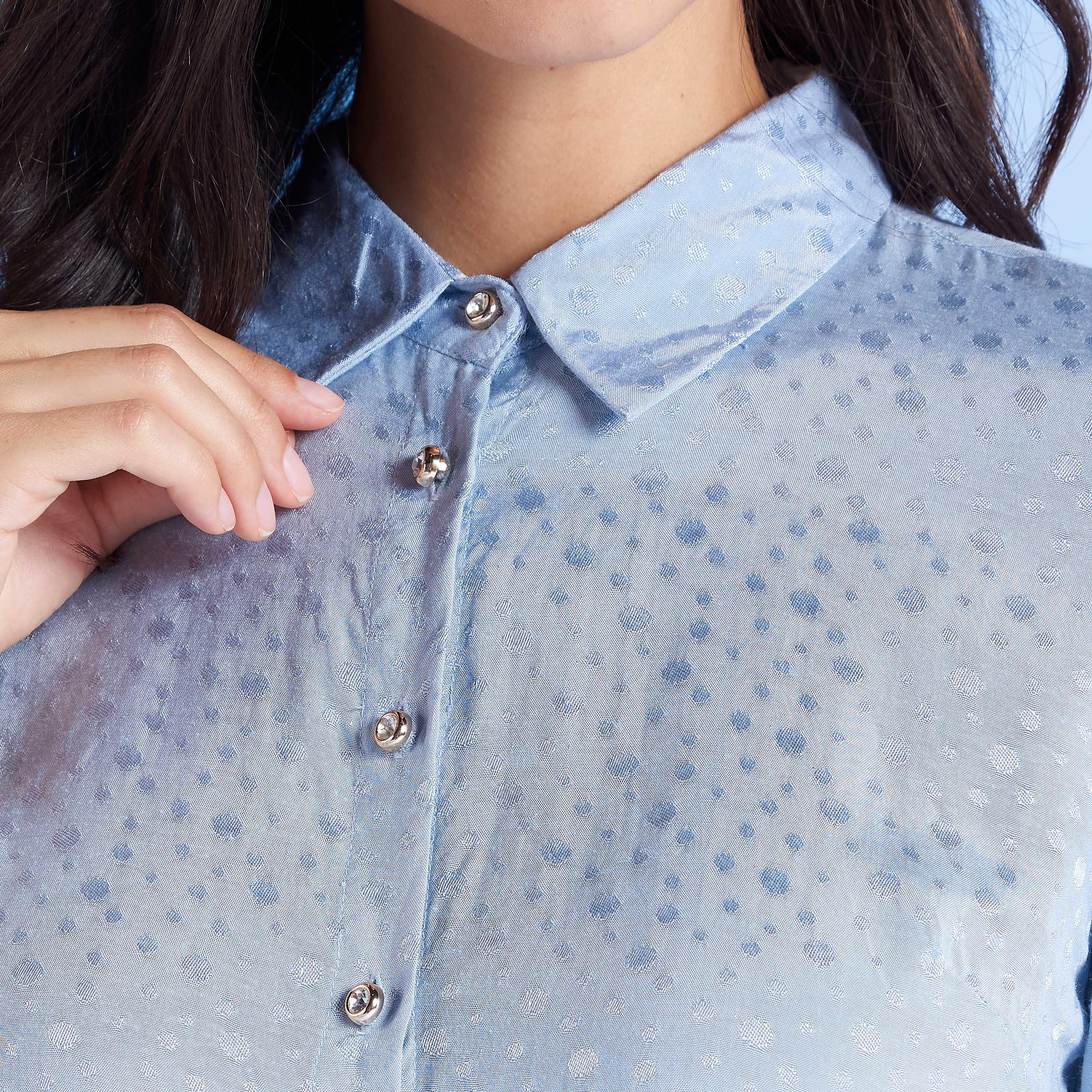 Textured Shirt with Long Sleeves and Spread Collar-women-clothing-shirtsandblouses-blouses-image-3