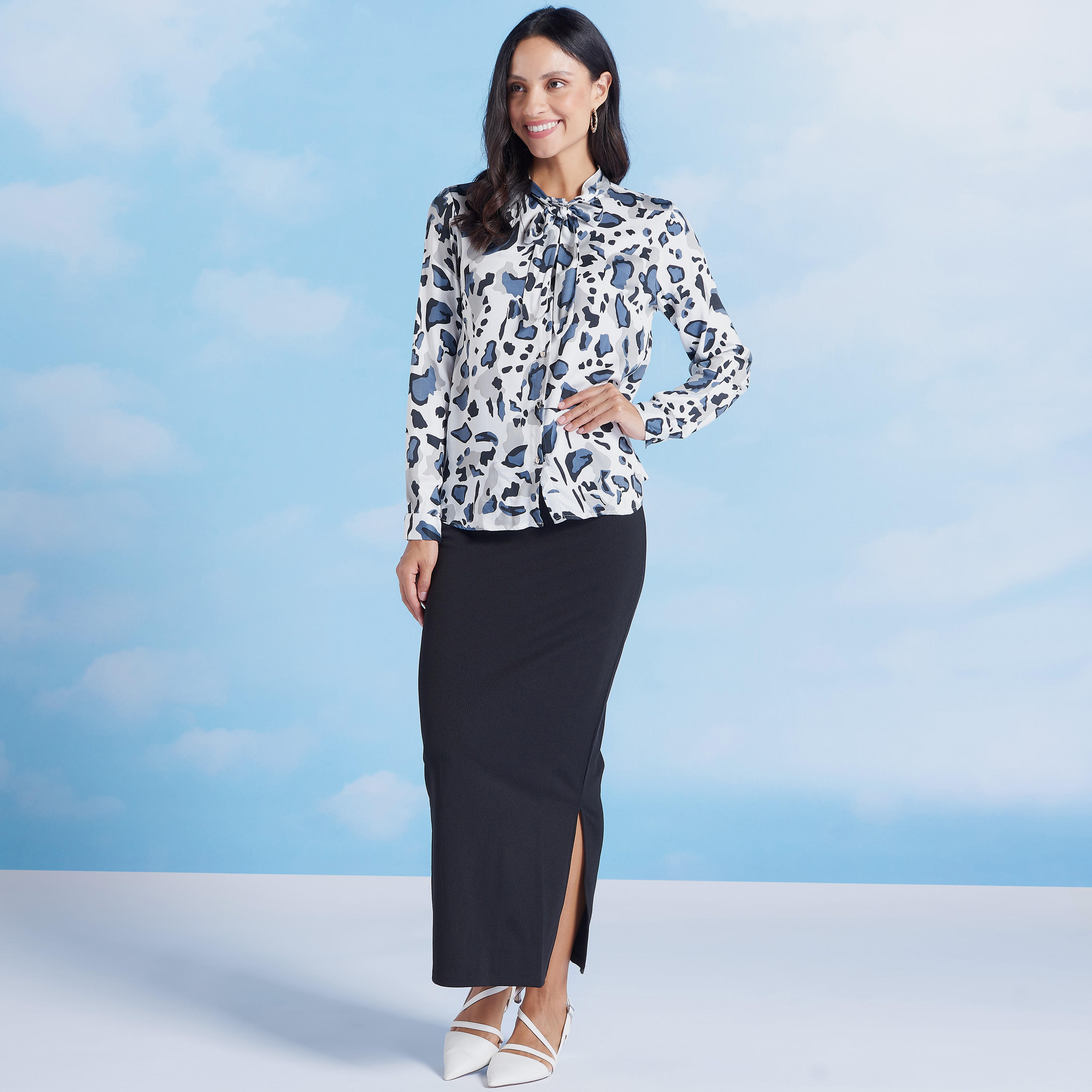 Printed Top with Long Sleeves and Necktie-women-clothing-shirtsandblouses-blouses-image-2