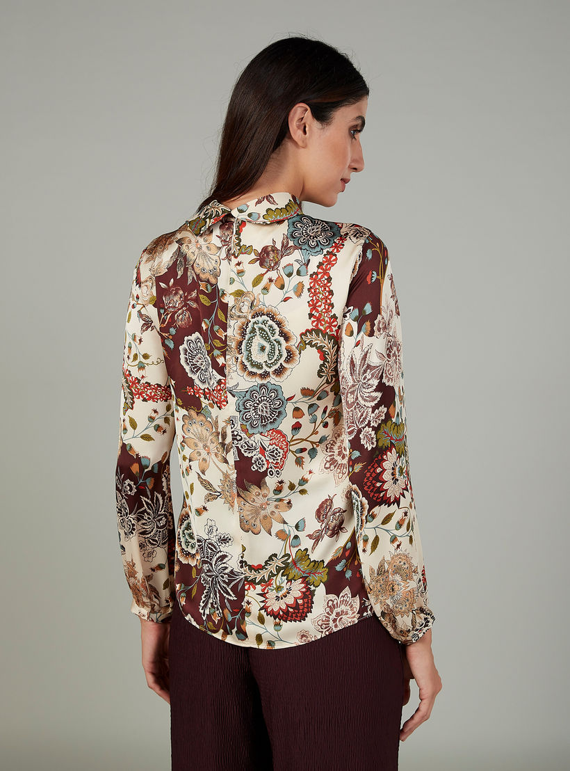 بلوزة مستدامة بياقة عالية وأكمام طويلة بطبعات -women-clothing-shirtsandblouses-blouses-image-1