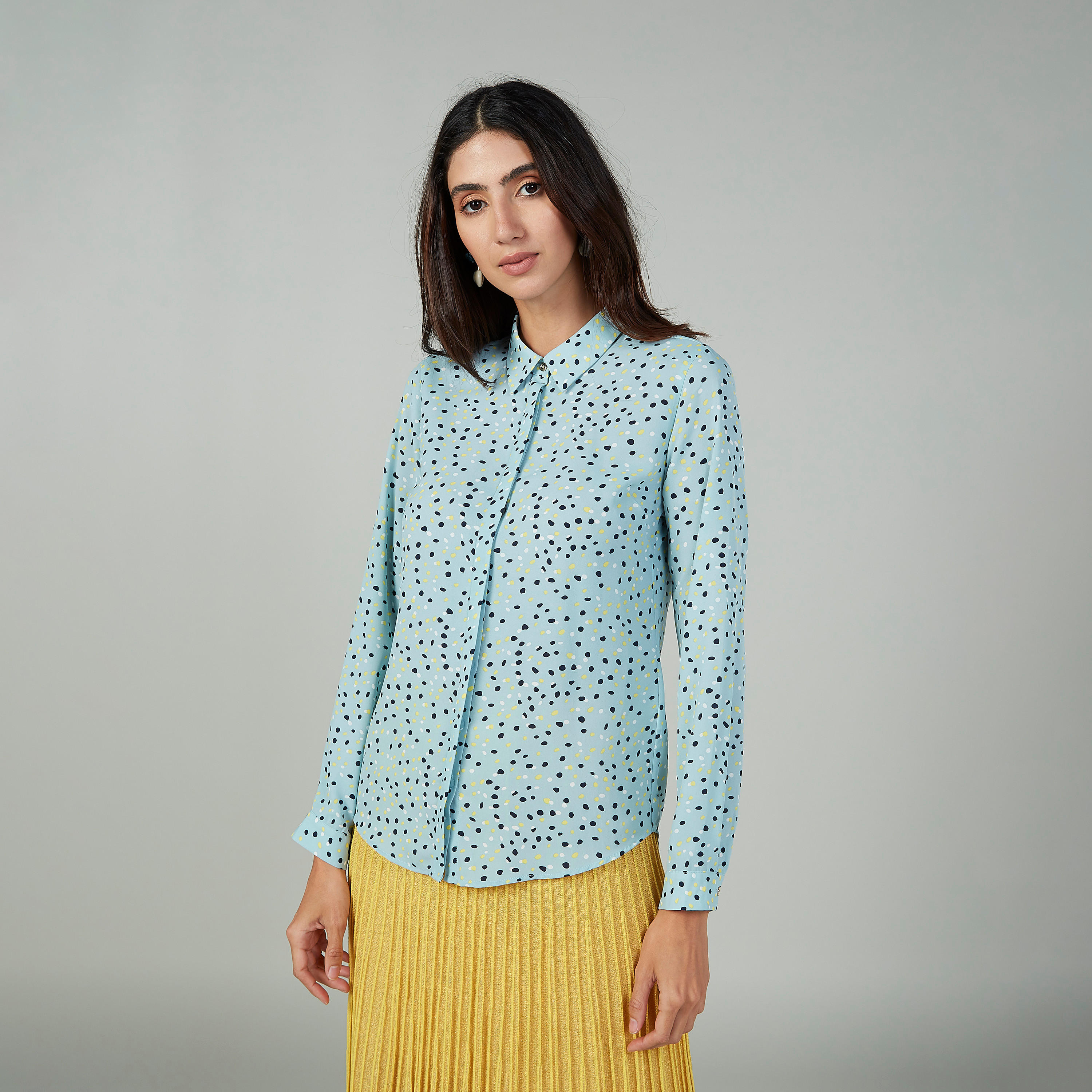 Printed Top with Long Sleeves and Spread Collar-women-clothing-shirtsandblouses-blouses-image-1