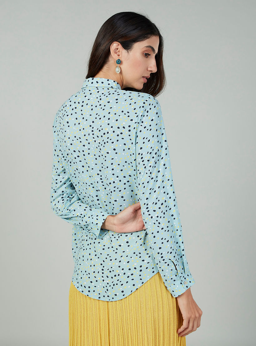 Printed Top with Long Sleeves and Spread Collar-women-clothing-shirtsandblouses-blouses-image-4