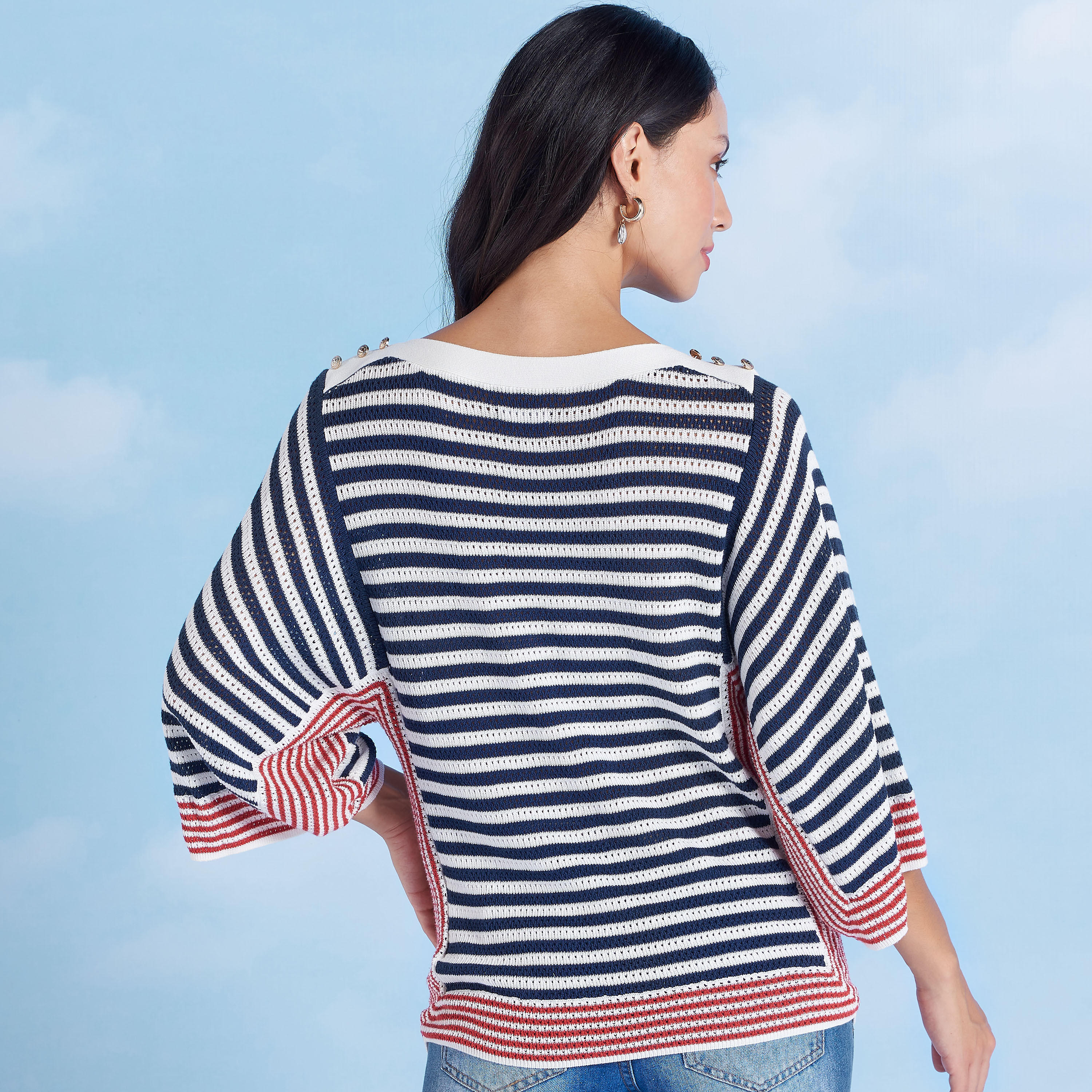 سويتر مقلّم بارز الملمس ومزين-women-clothing-cardigansandjumpers-jumpers-image-1