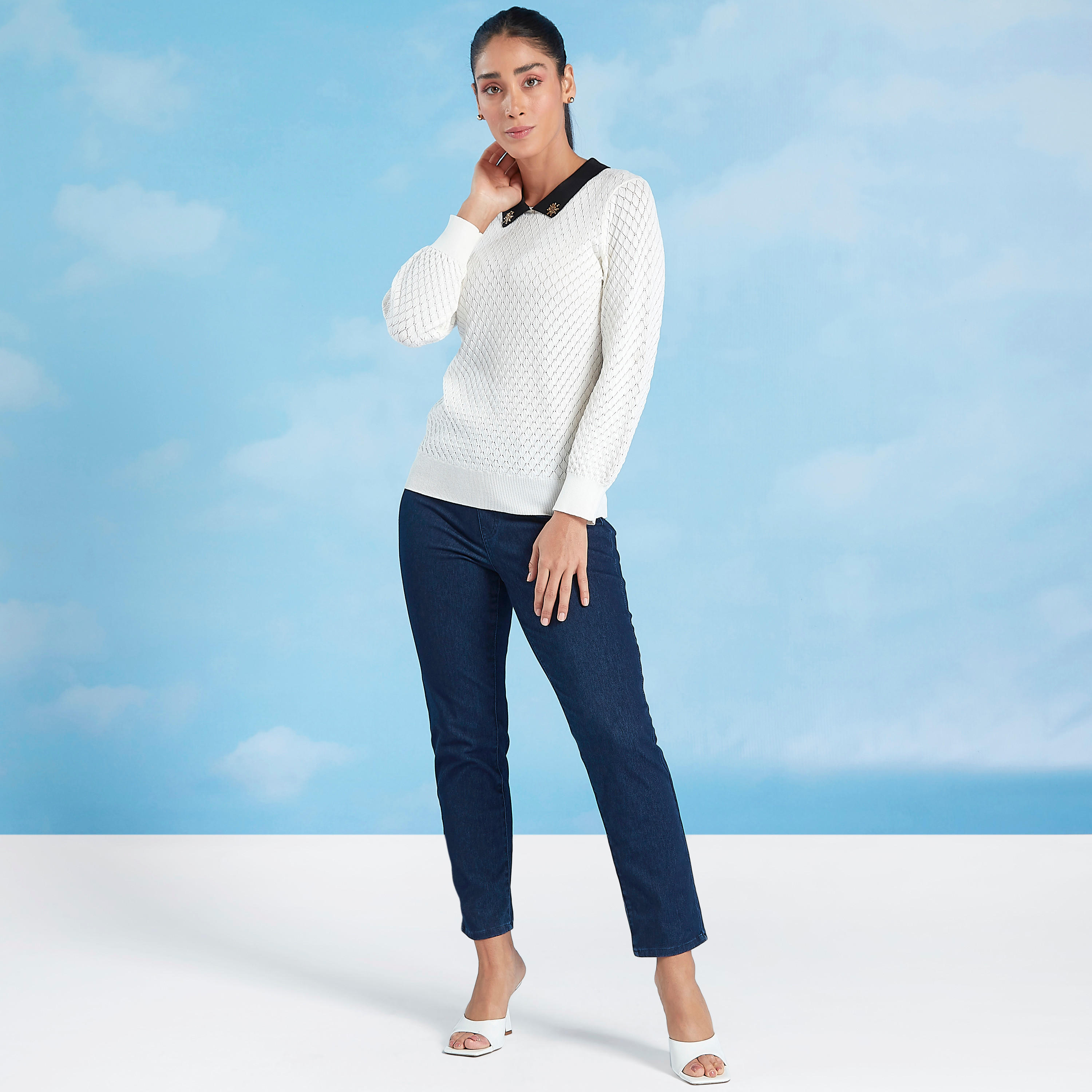 كنزة بارزة الملمس بياقة عاديّة وأكمام طويلة-women-clothing-cardigansandjumpers-jumpers-image-3