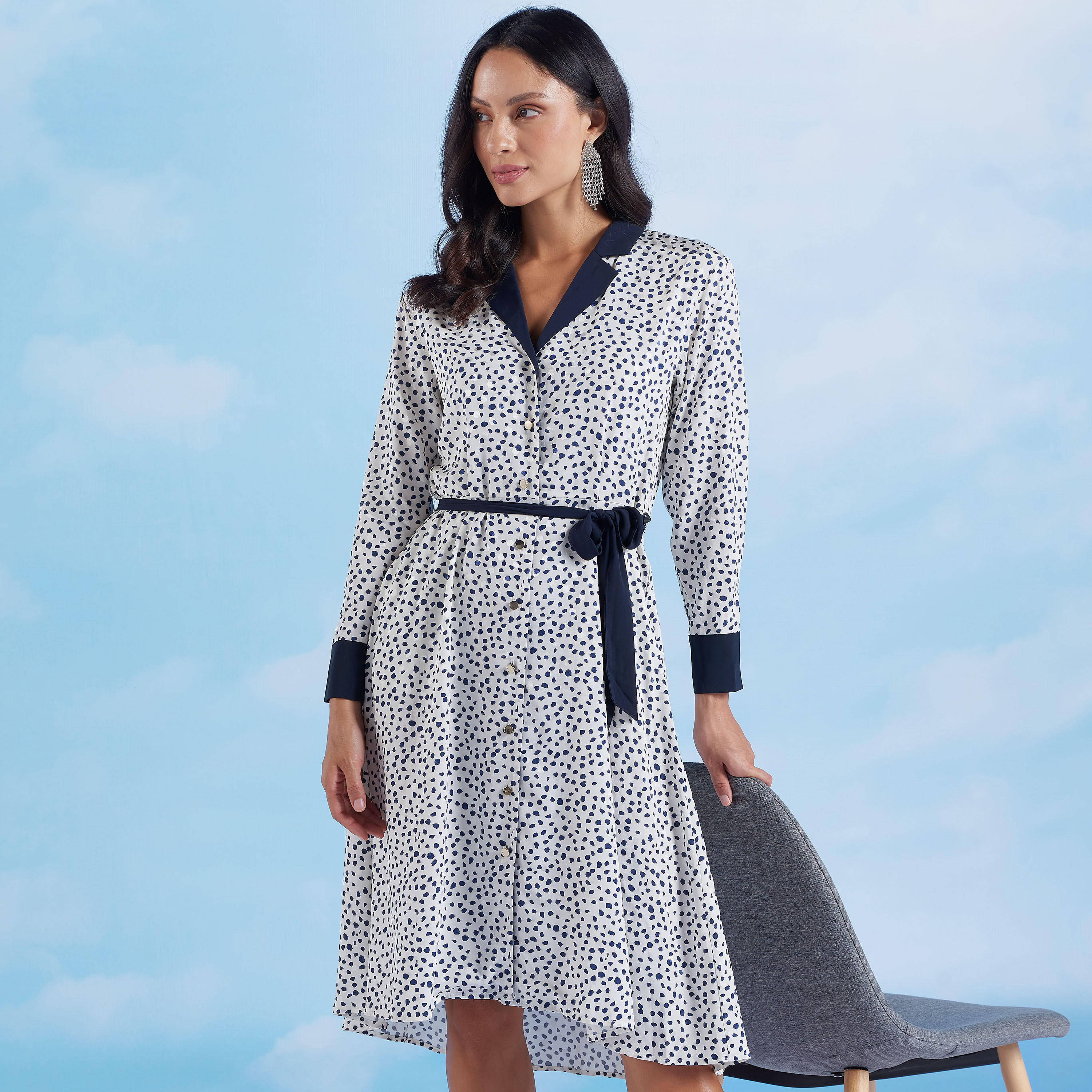 فستان قميص متوسط الطول بأكمام طويلة وأربطة وطبعات-women-clothing-dresses-image-3