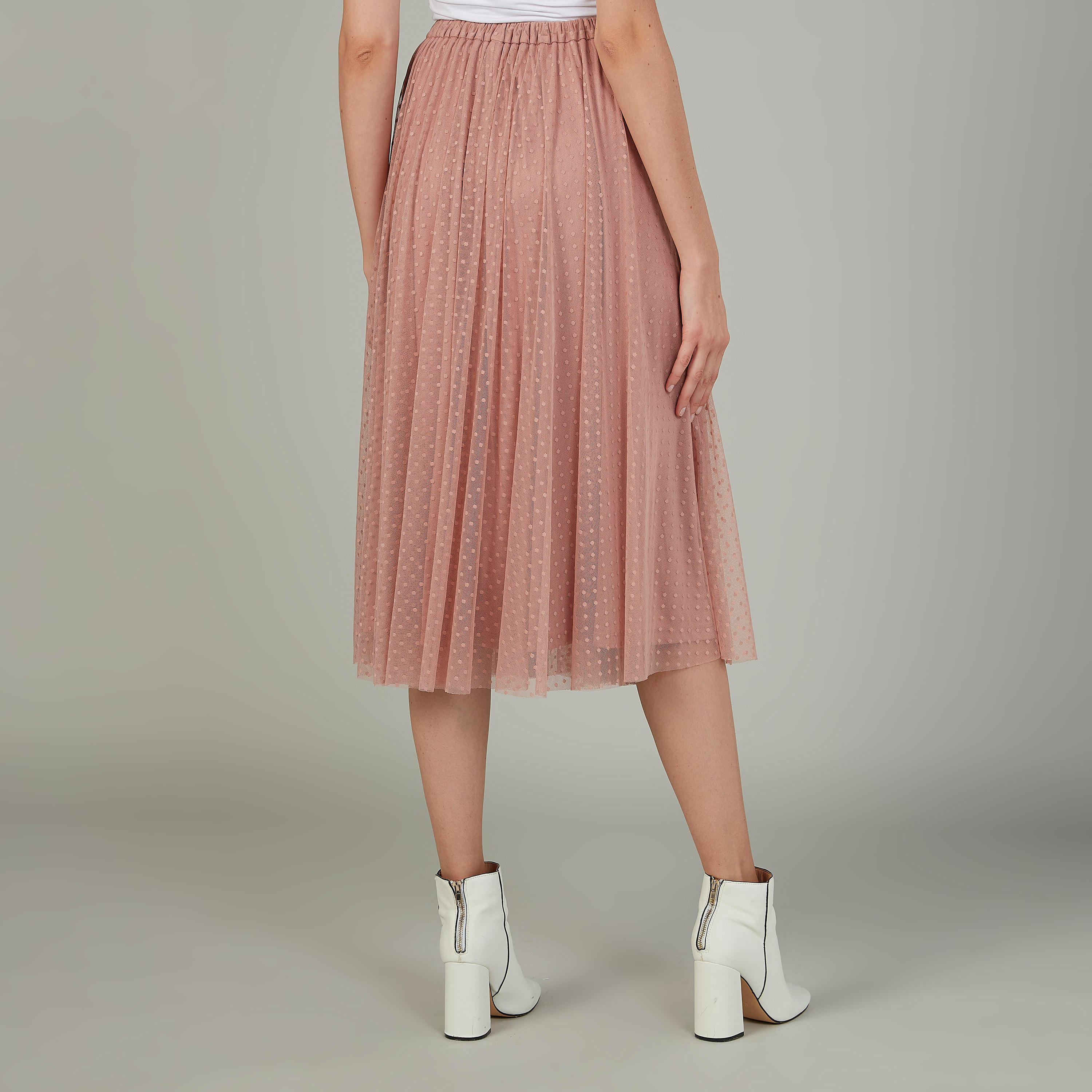 تنورة إيه لاين بارزة الملمس متوسطة الطول بخصر مطّاطي-women-clothing-bottoms-skirts-image-4