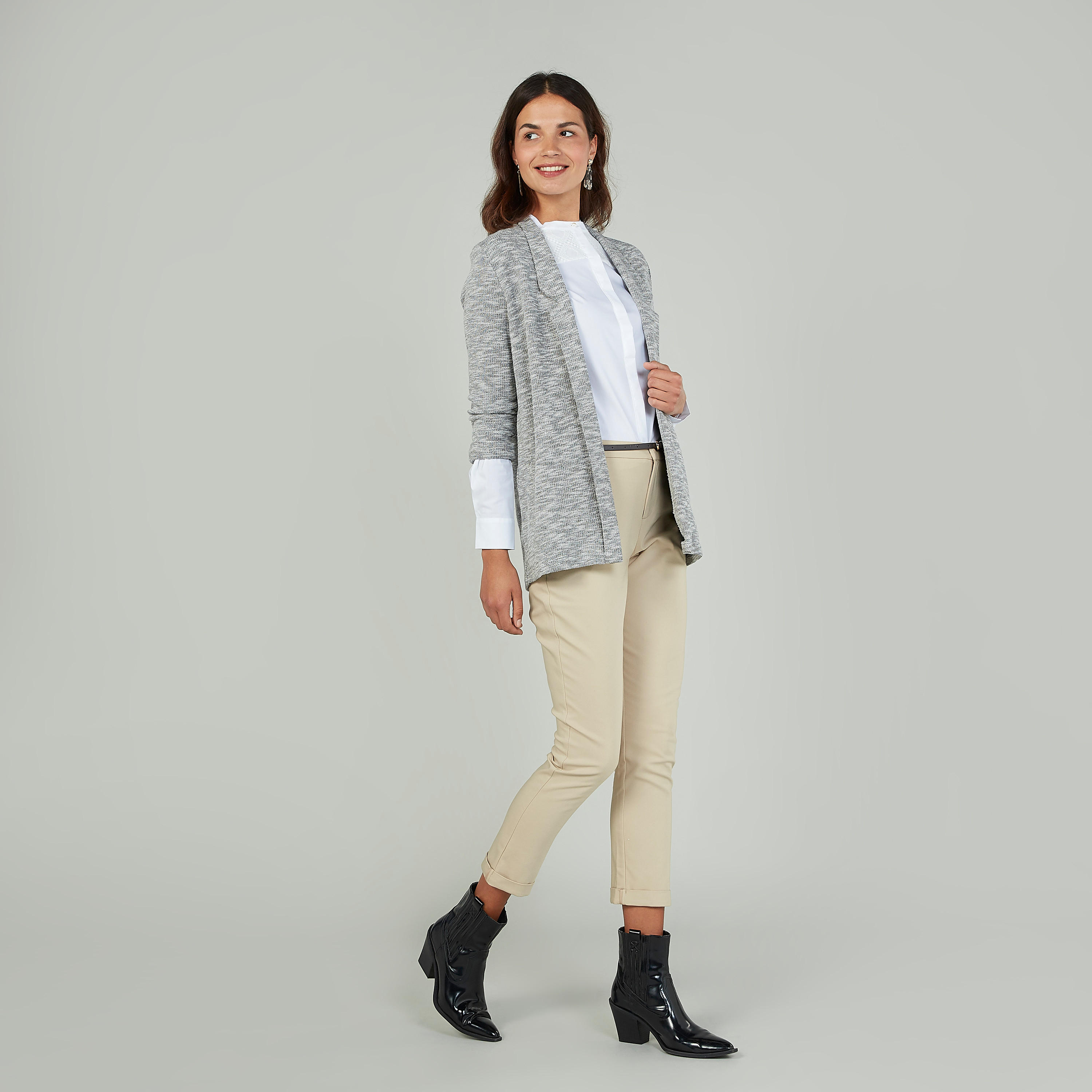 بلوزة بارزة الملمس بياقة ماندارين وأكمام طويلة-women-clothing-shirtsandblouses-blouses-image-2