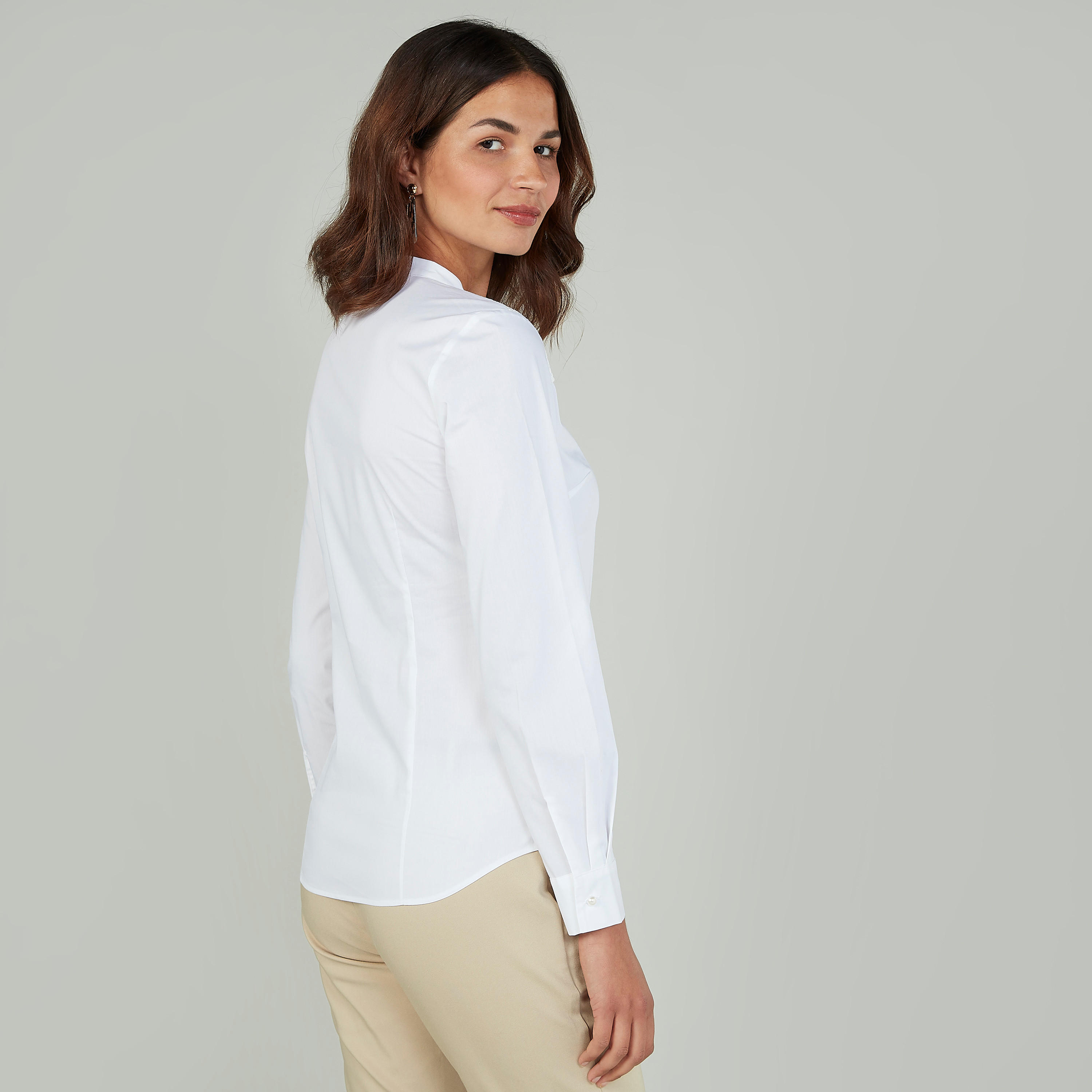 بلوزة بارزة الملمس بياقة ماندارين وأكمام طويلة-women-clothing-shirtsandblouses-blouses-image-4