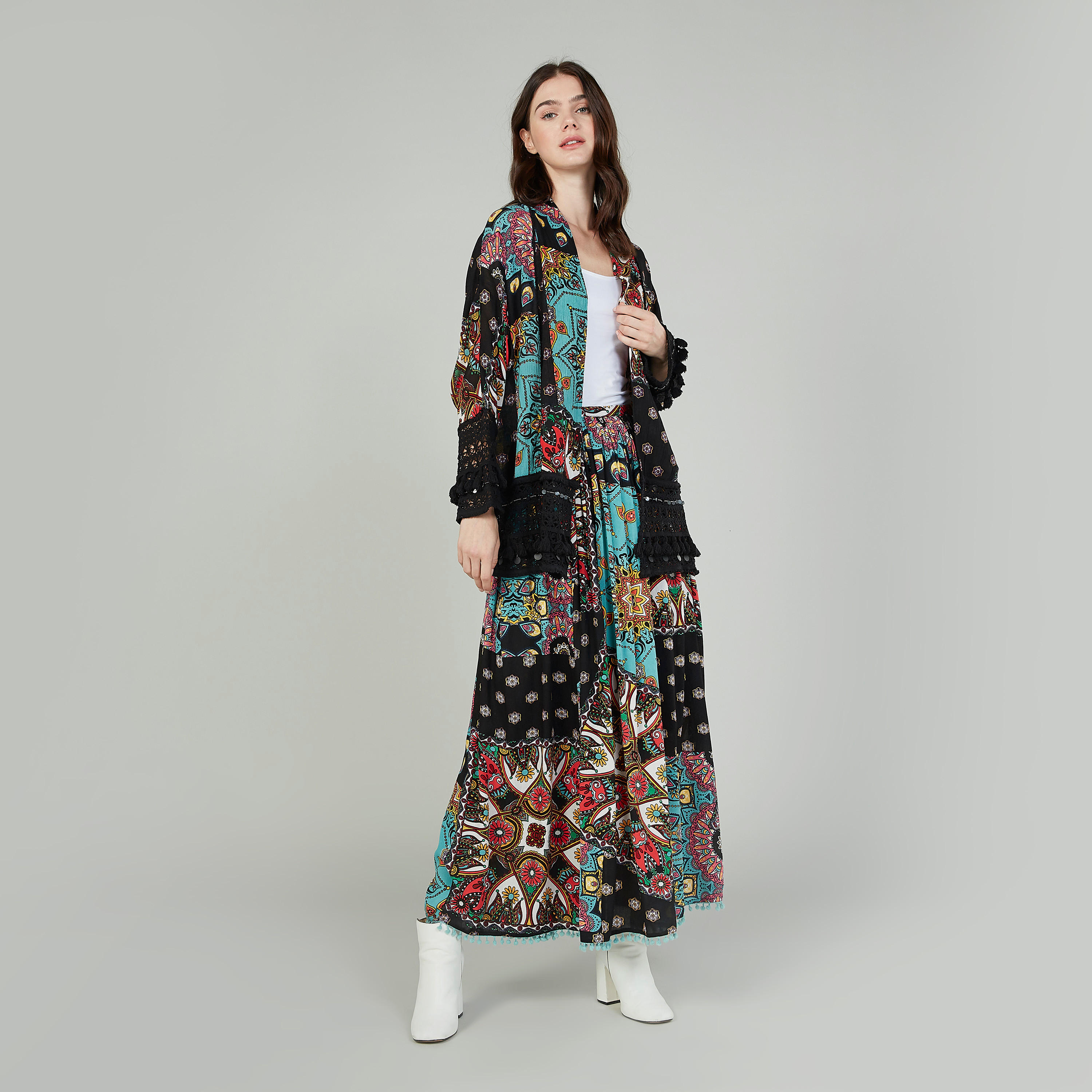 Printed Maxi A-line Skirt with Elasticised Waistband-women-clothing-bottoms-skirts-image-2