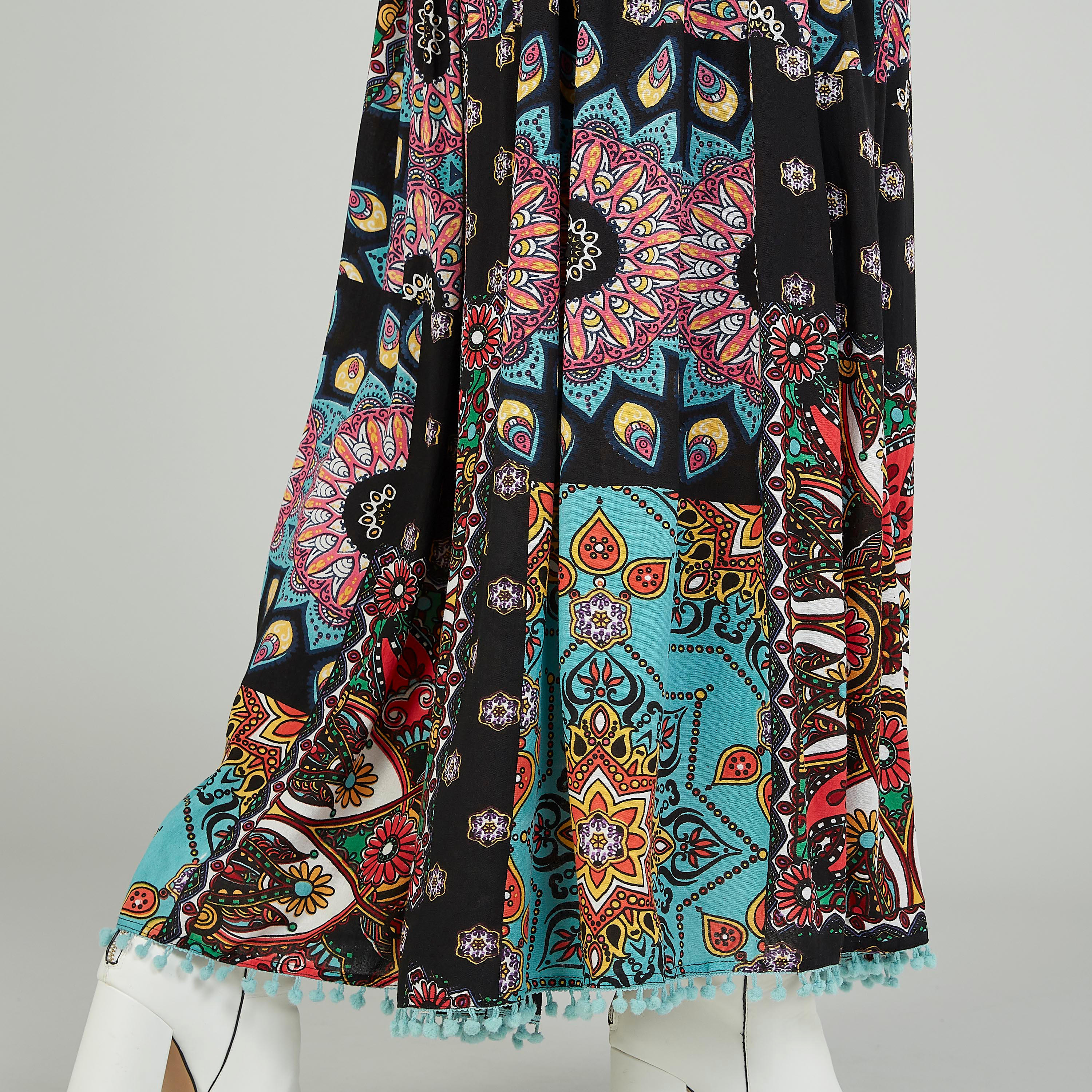 Printed Maxi A-line Skirt with Elasticised Waistband-women-clothing-bottoms-skirts-image-3