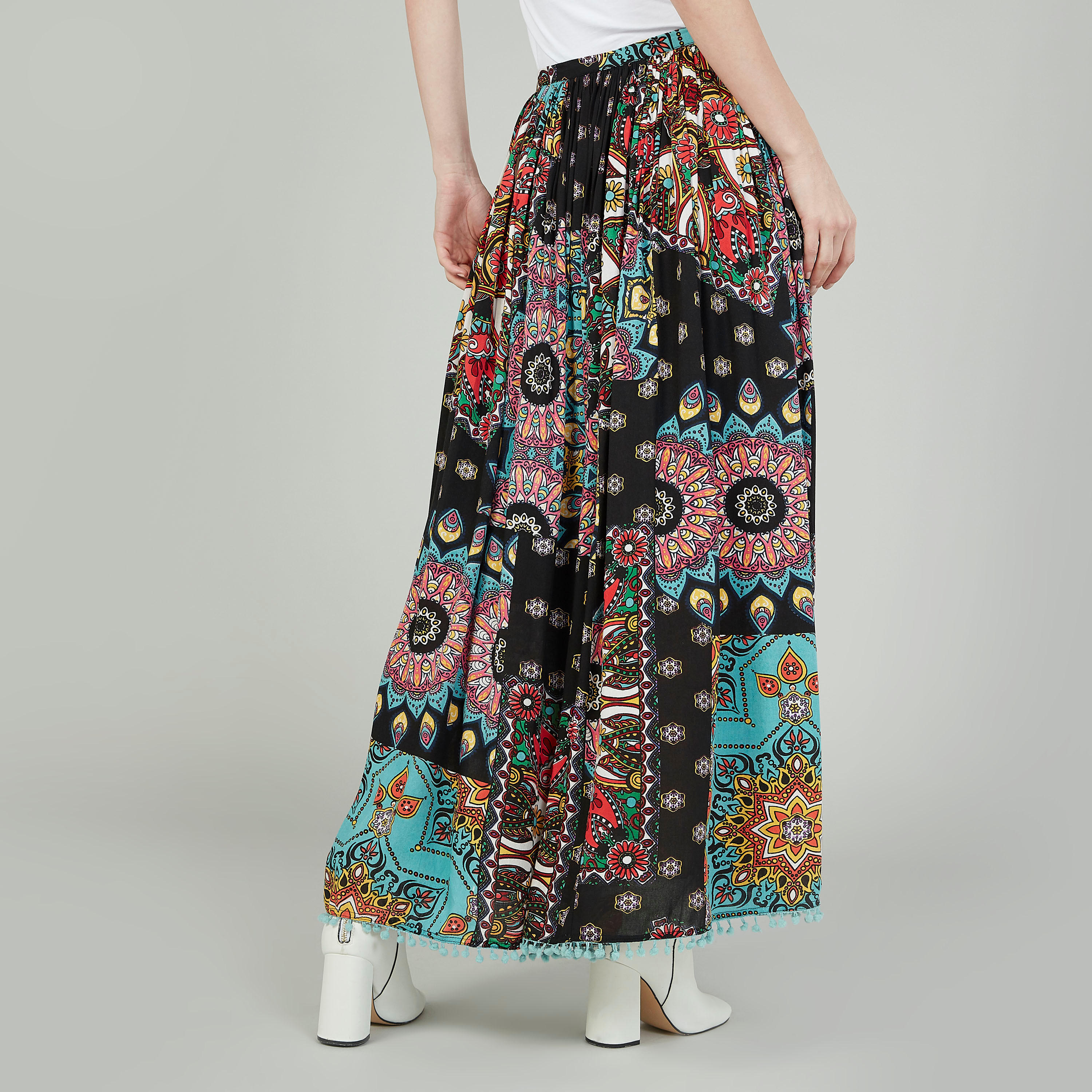 Printed Maxi A-line Skirt with Elasticised Waistband-women-clothing-bottoms-skirts-image-4