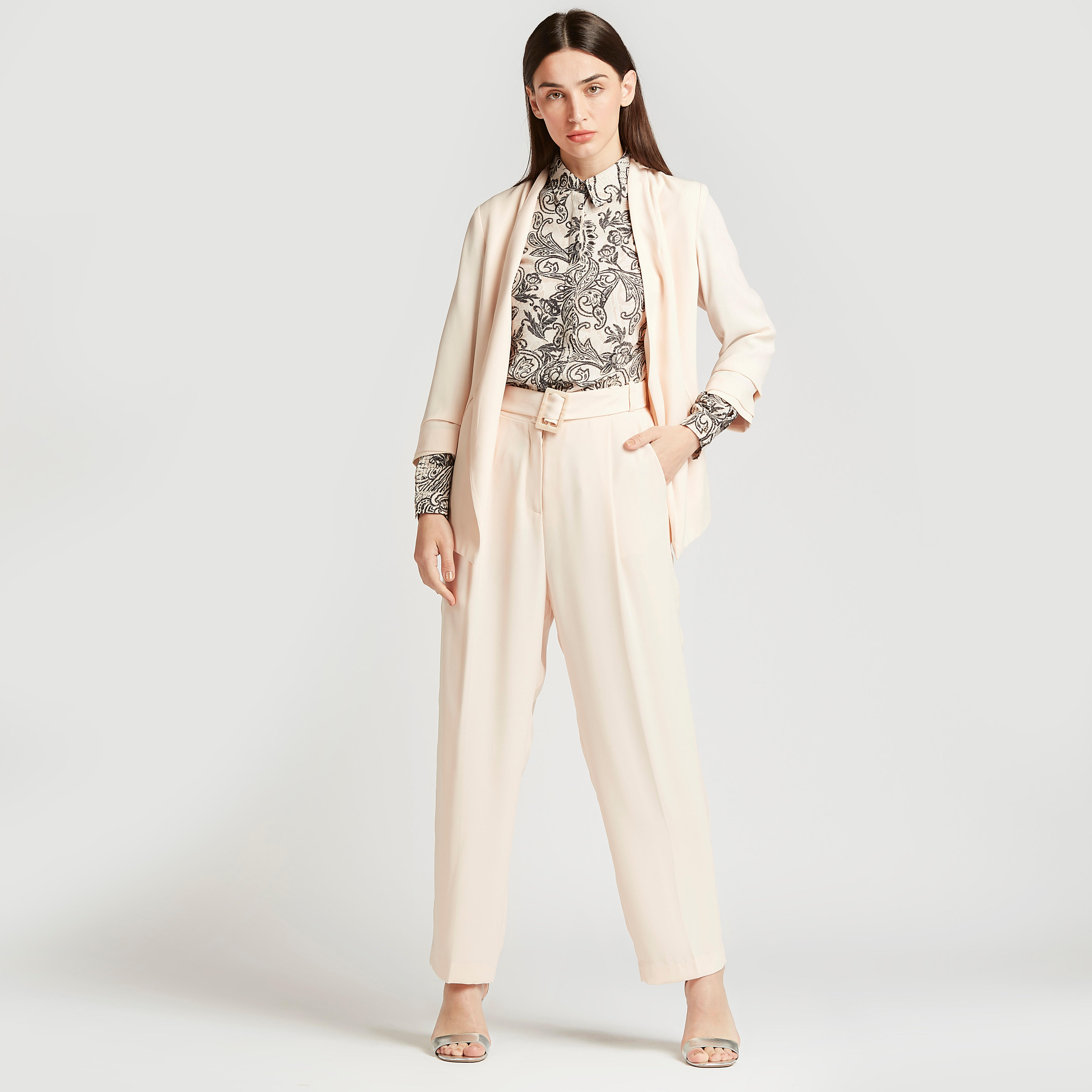 Slim Fit Solid Blazer with 3/4 Sleeves-women-clothing-coatsandjackets-blazers-image-2