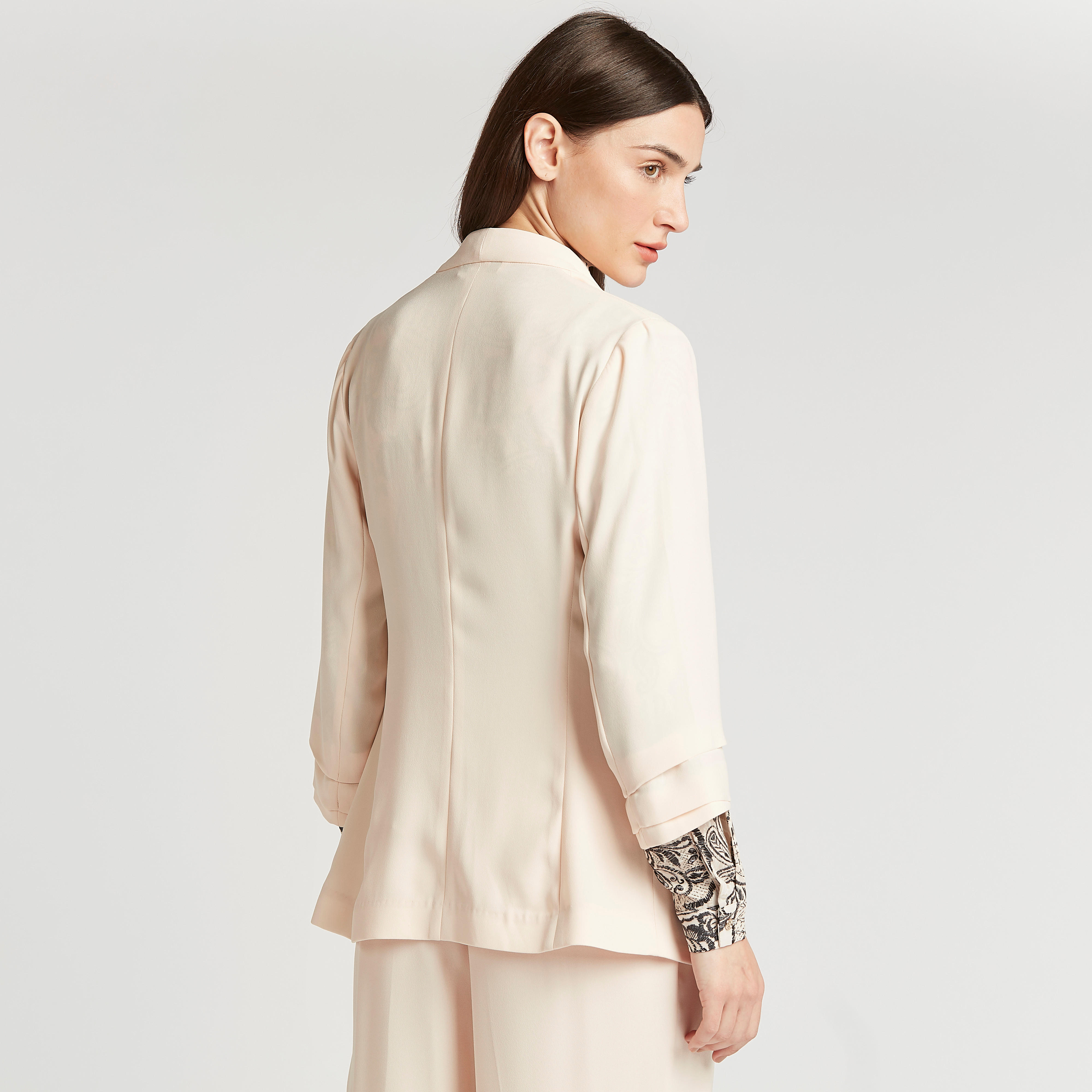 Slim Fit Solid Blazer with 3/4 Sleeves-women-clothing-coatsandjackets-blazers-image-4