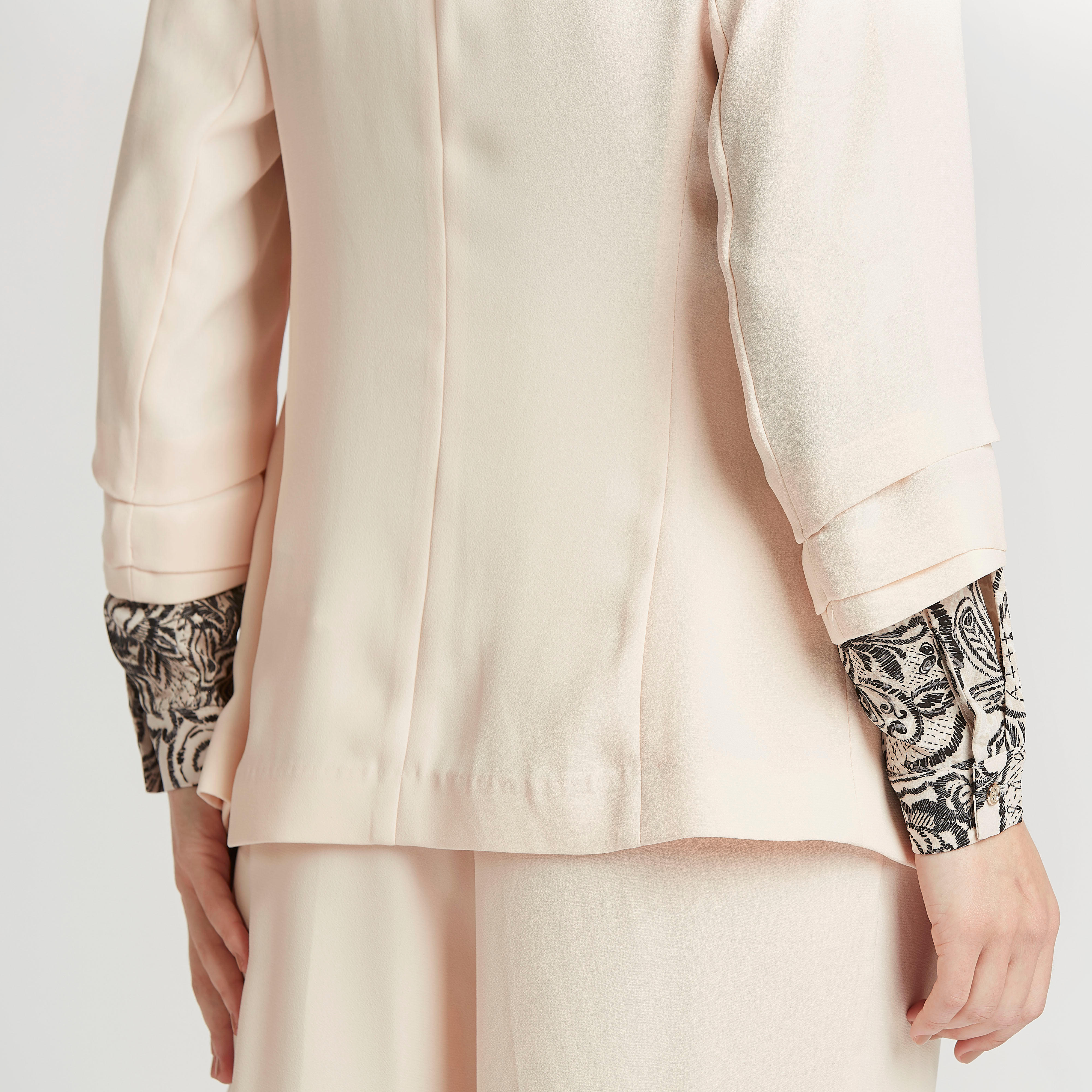 Slim Fit Solid Blazer with 3/4 Sleeves-women-clothing-coatsandjackets-blazers-image-5