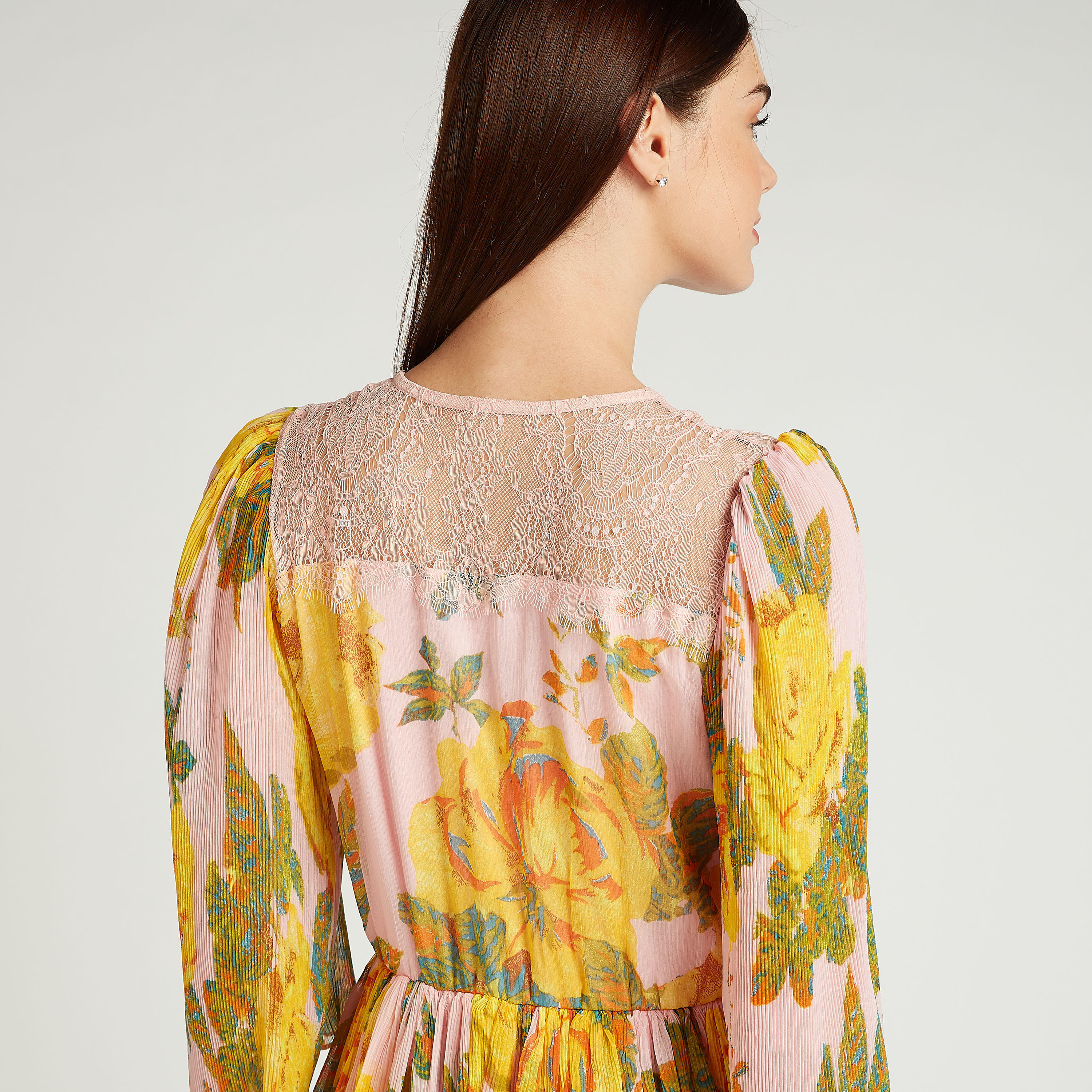 Floral Print Midi Dress with V-neck and Flared Sleeves-women-clothing-dresses-image-5