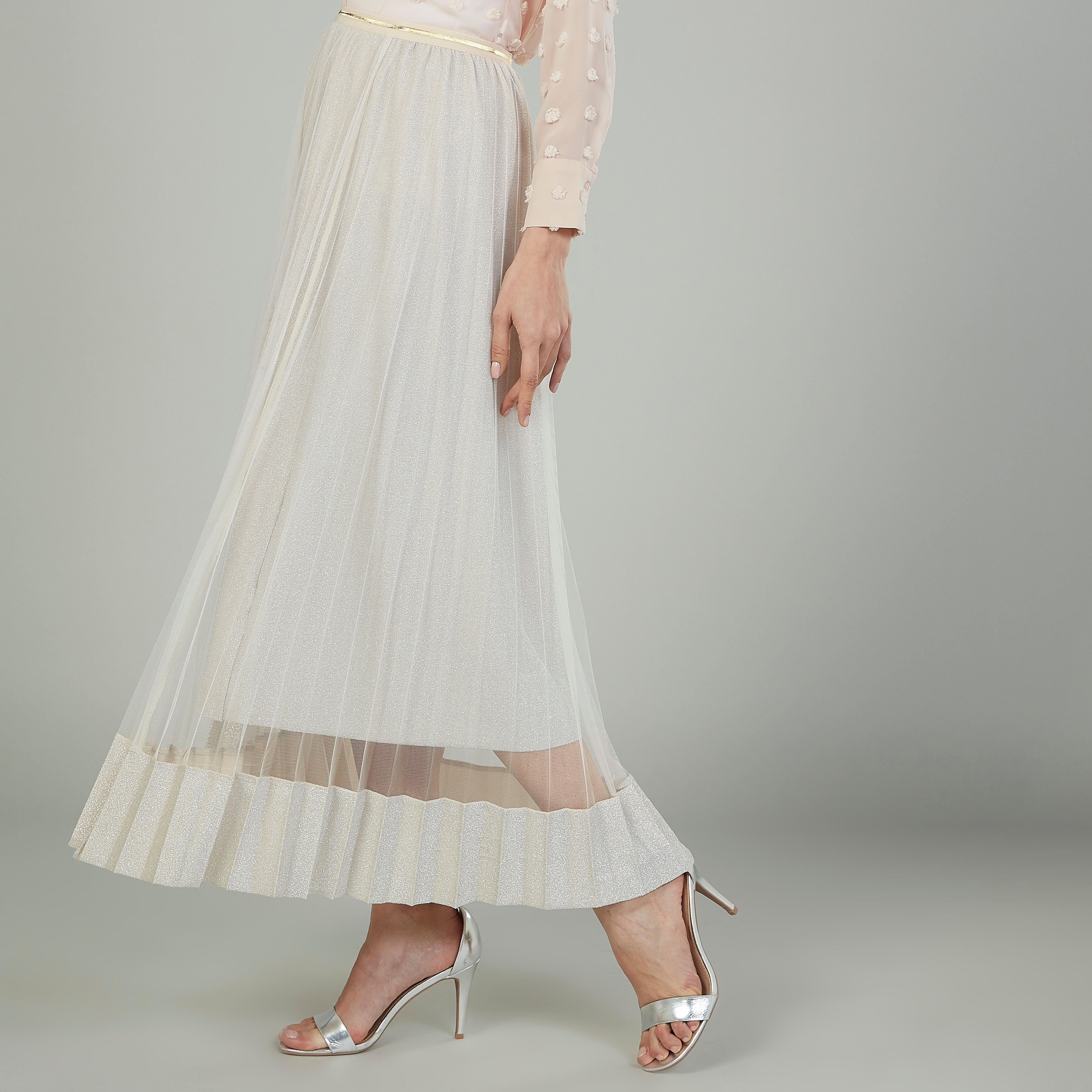 تنورة طويلة إيه لاين بارزة الملمس بخصر مطاطي-women-clothing-bottoms-skirts-image-5