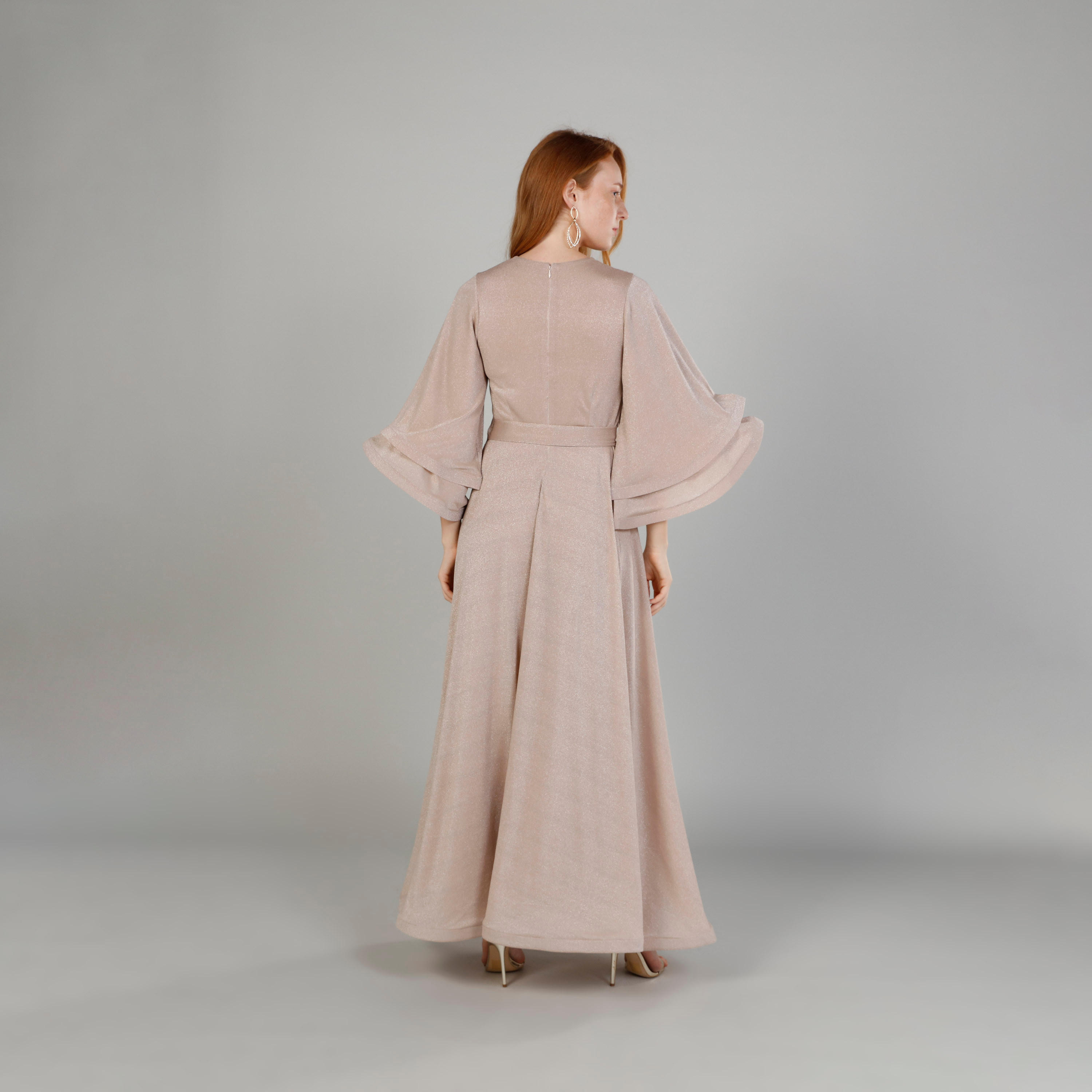 Textured Maxi A-line Dress with Flared Sleeves-women-clothing-dresses-image-4