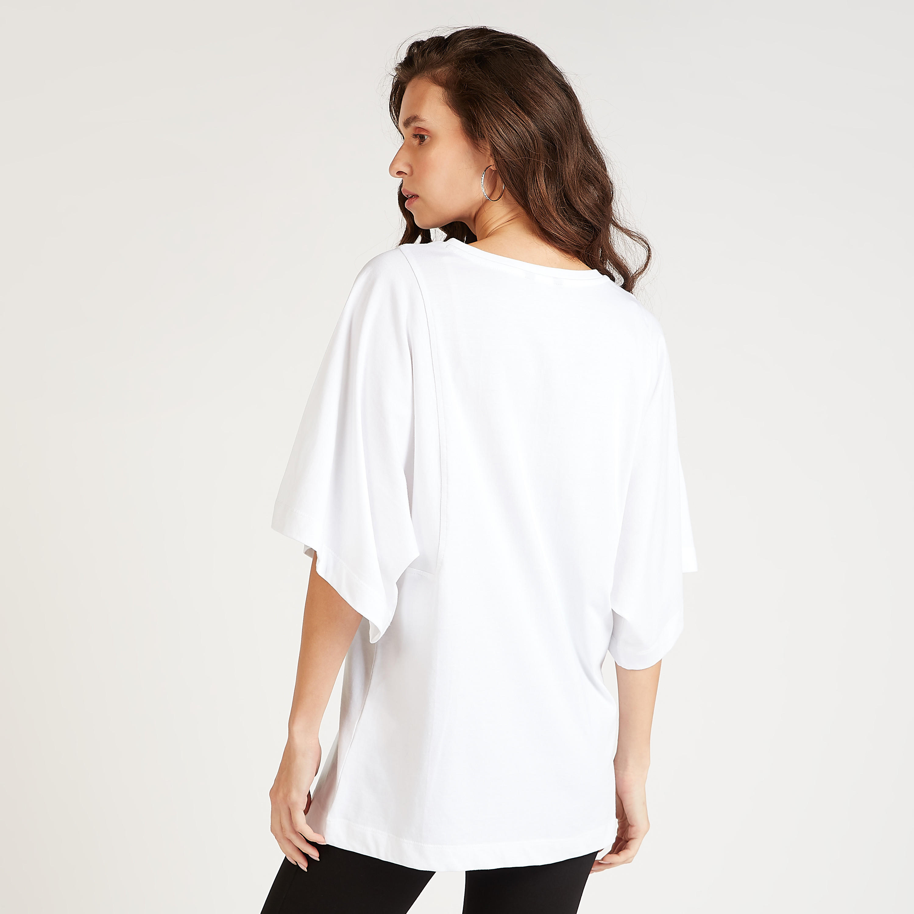 بلوزة سادة بياقة ضيقة وأكمام واسعة-women-clothing-shirtsandblouses-blouses-image-3