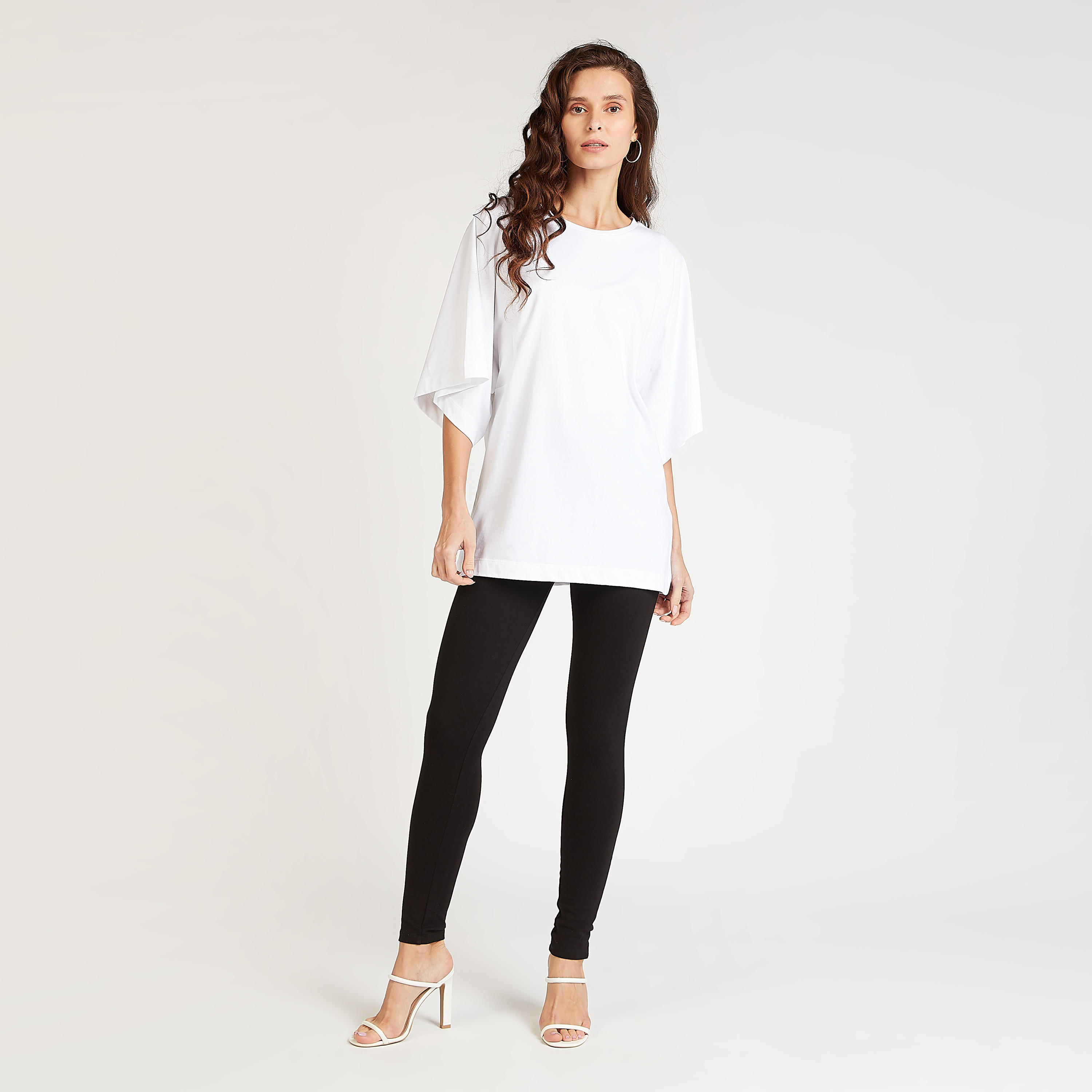 بلوزة سادة بياقة ضيقة وأكمام واسعة-women-clothing-shirtsandblouses-blouses-image-2