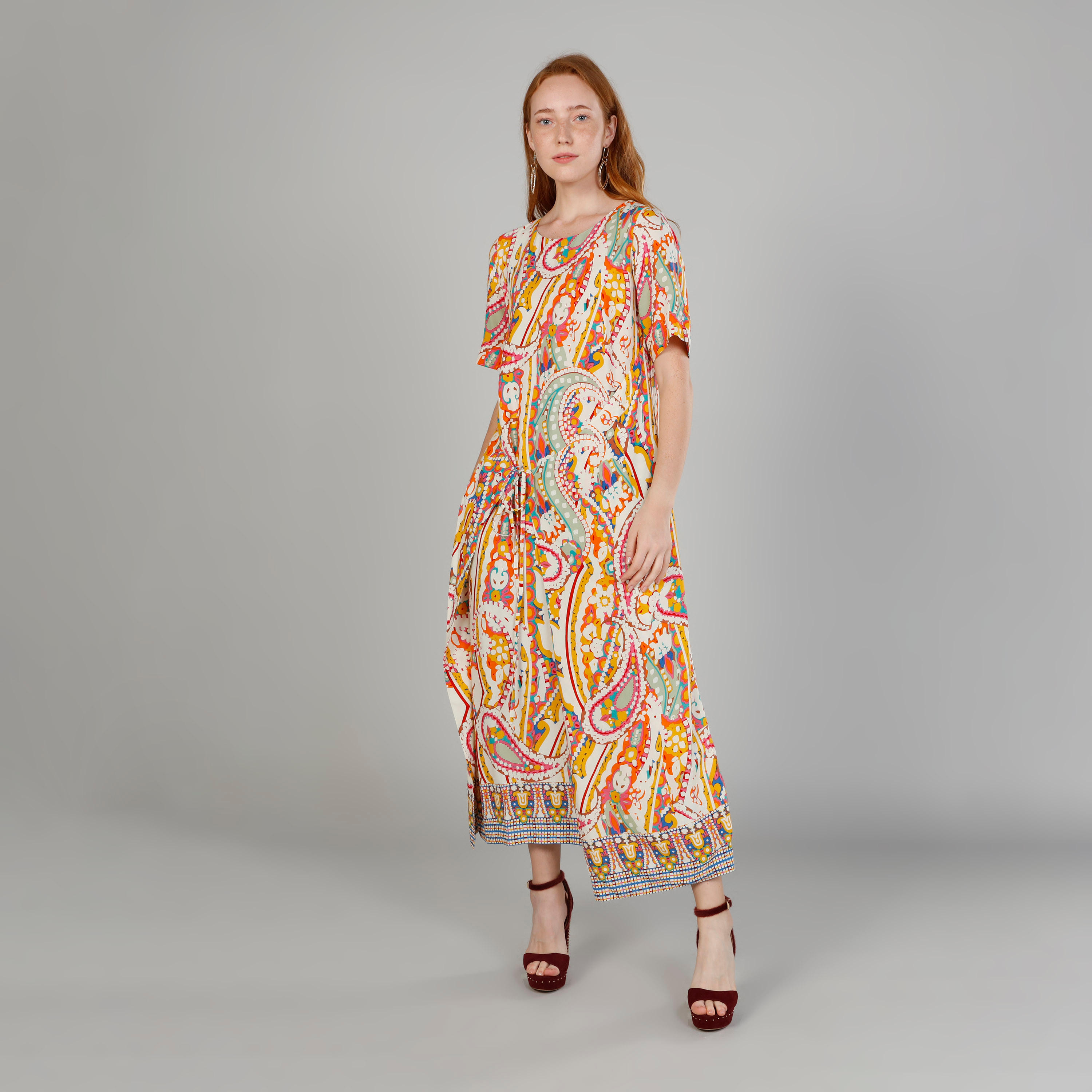 فستان إيه لاين طويل بأكمام قصيرة وتفاصيل جيب وطبعات-women-clothing-dresses-image-2