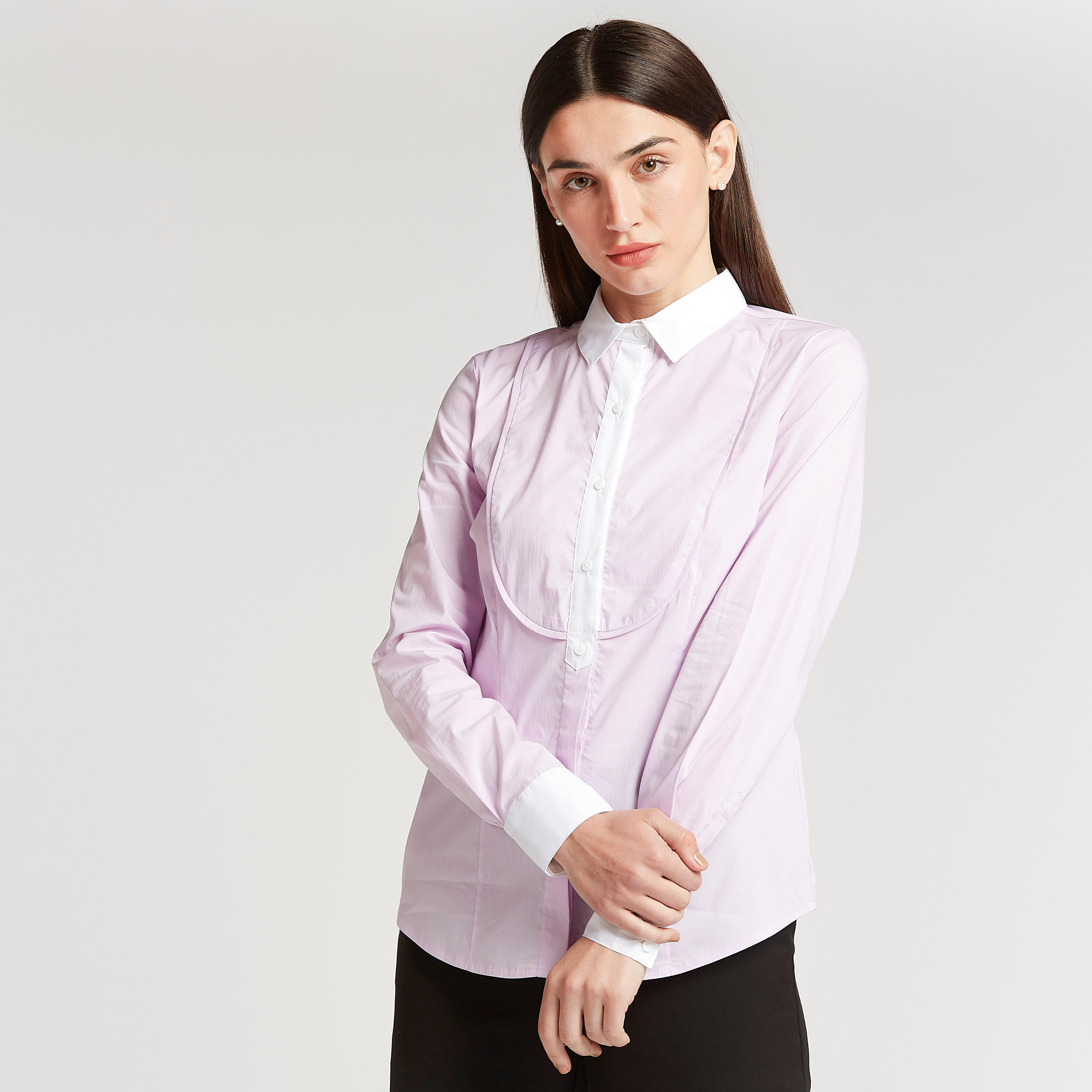 قميص سادة بياقة عاديّة وأكمام طويلة-women-clothing-shirtsandblouses-shirts-image-5
