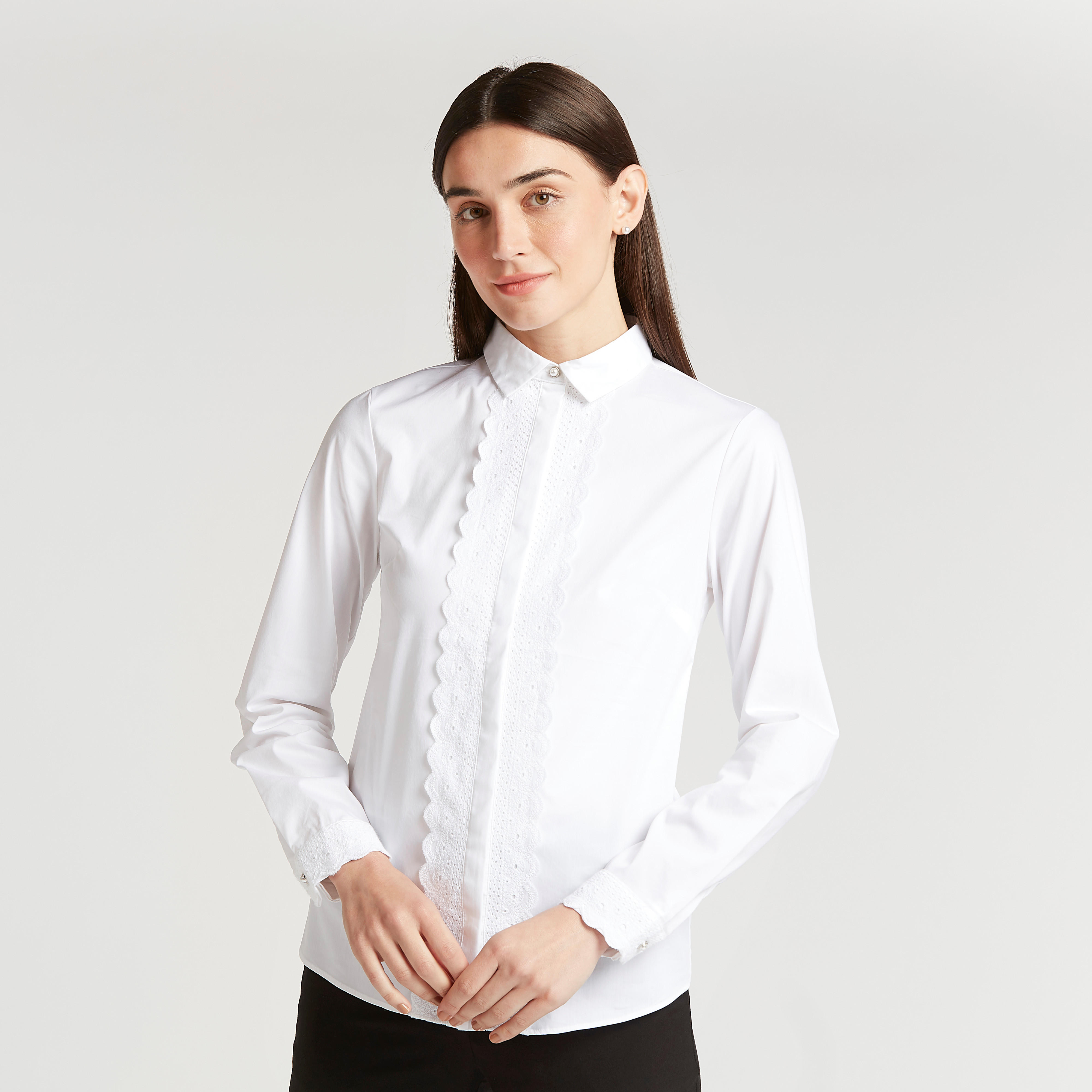 قميص سادة بأكمام طويلة وتفاصيل دانتيل-women-clothing-shirtsandblouses-shirts-image-5