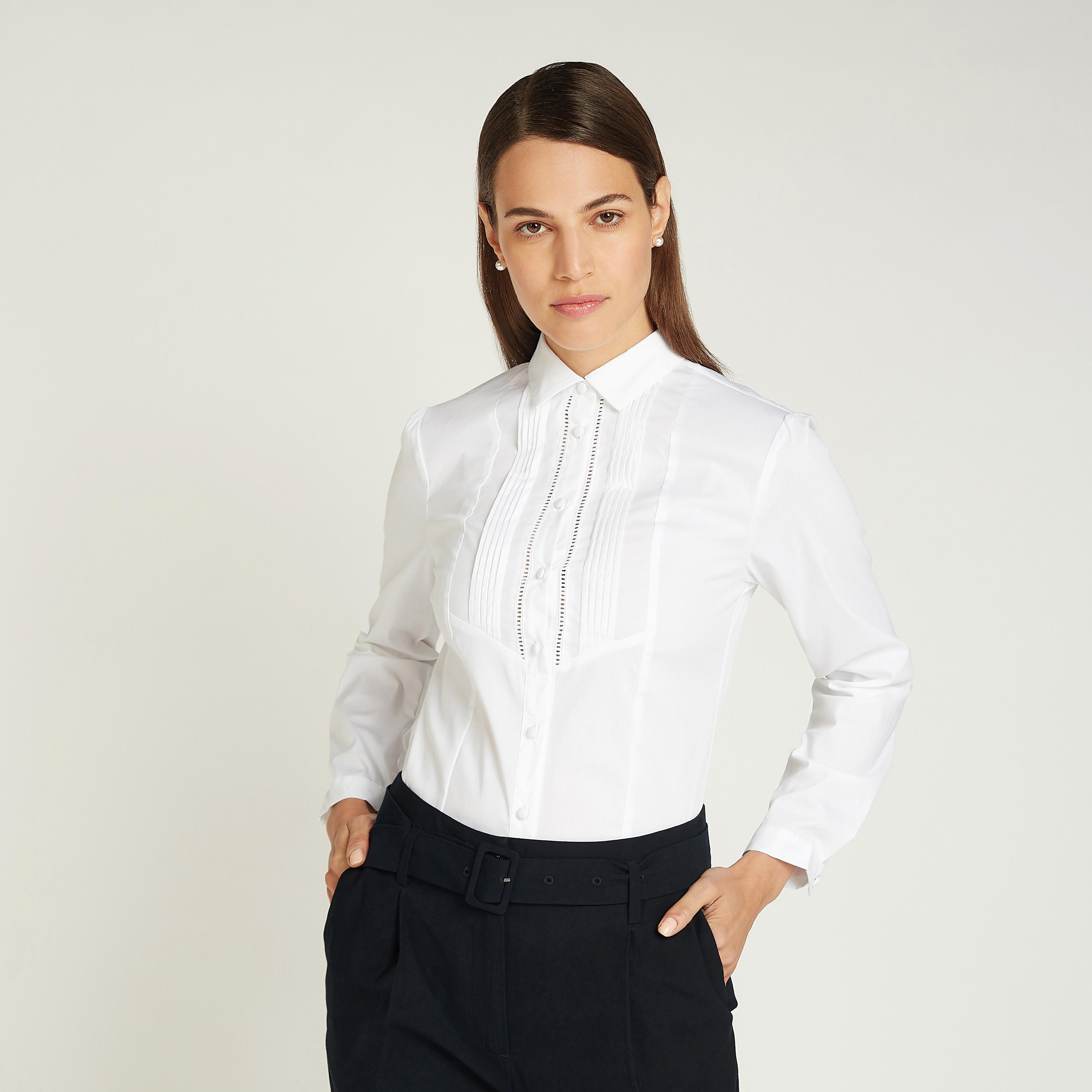 قميص بارز الملمس بياقة عاديّة وأكمام طويلة-women-clothing-shirtsandblouses-shirts-image-1