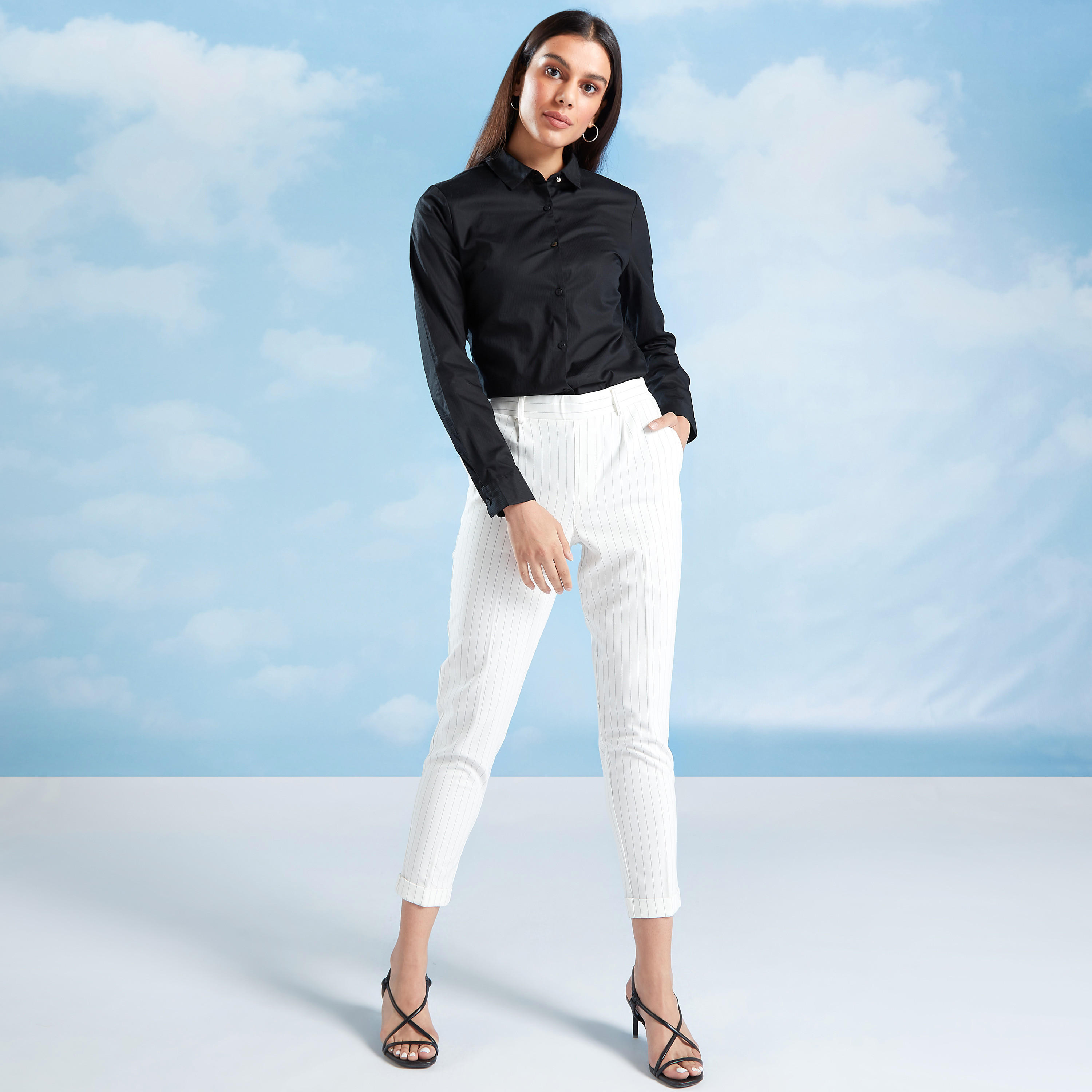 قميص سادة بياقة عاديّة وأكمام طويلة-women-clothing-shirtsandblouses-shirts-image-4