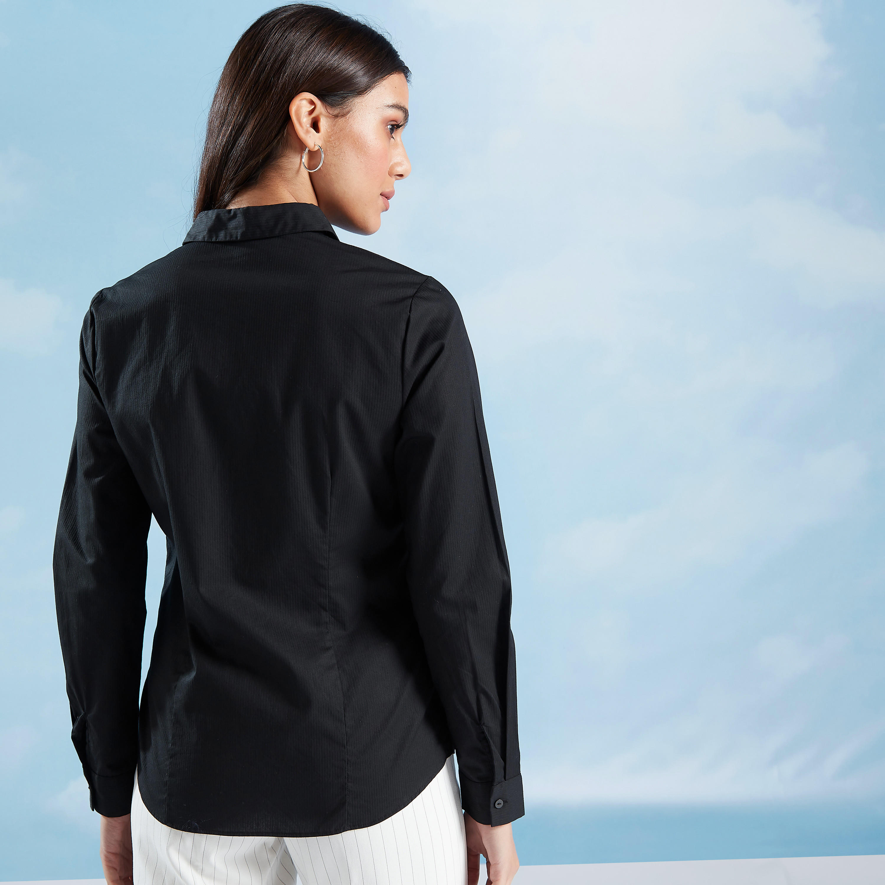 قميص سادة بياقة عاديّة وأكمام طويلة-women-clothing-shirtsandblouses-shirts-image-2
