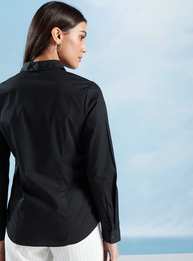 قميص سادة بياقة عاديّة وأكمام طويلة-women-clothing-shirtsandblouses-shirts-image-2